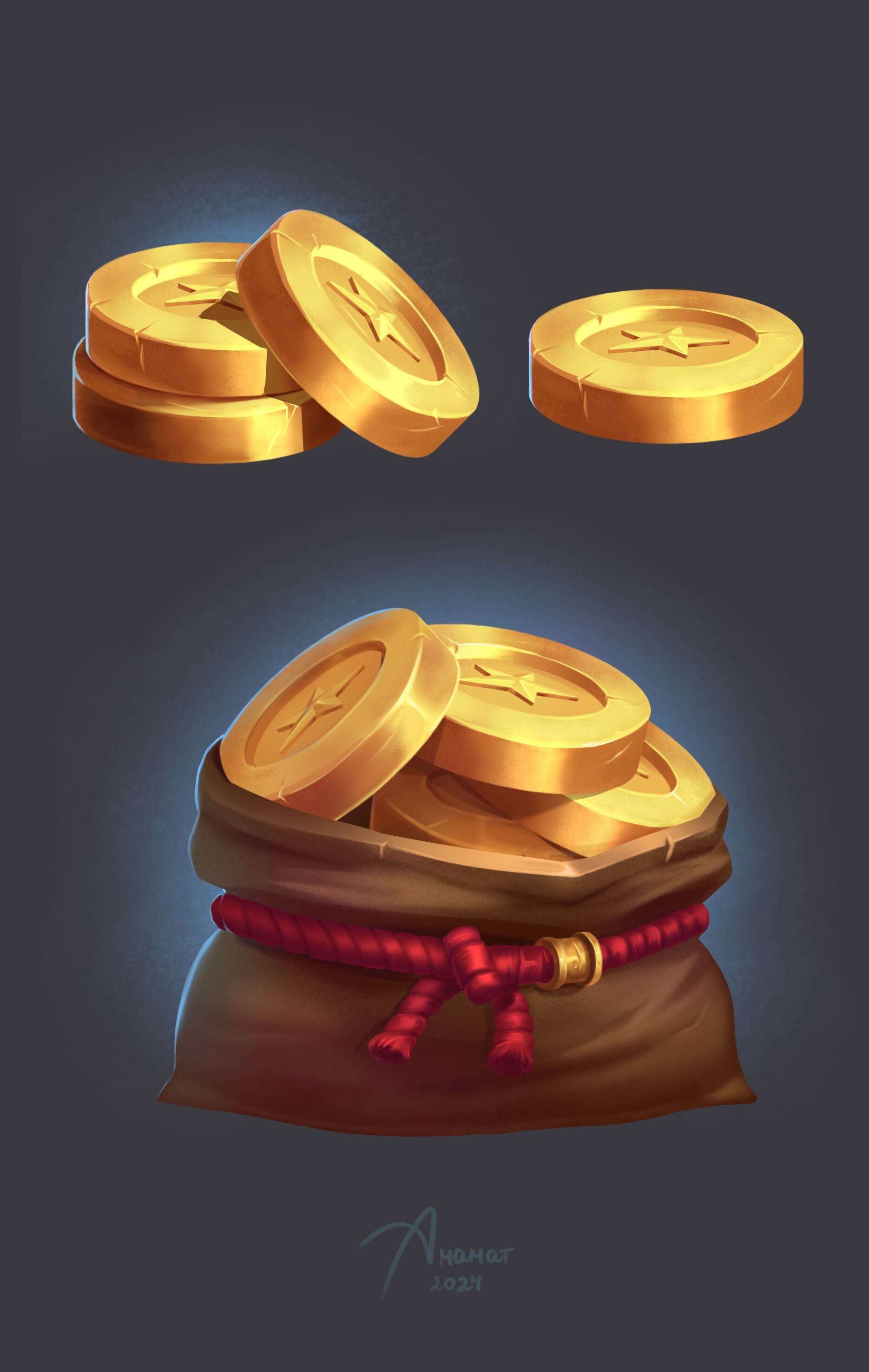ArtStation Money bag Game art props practice
