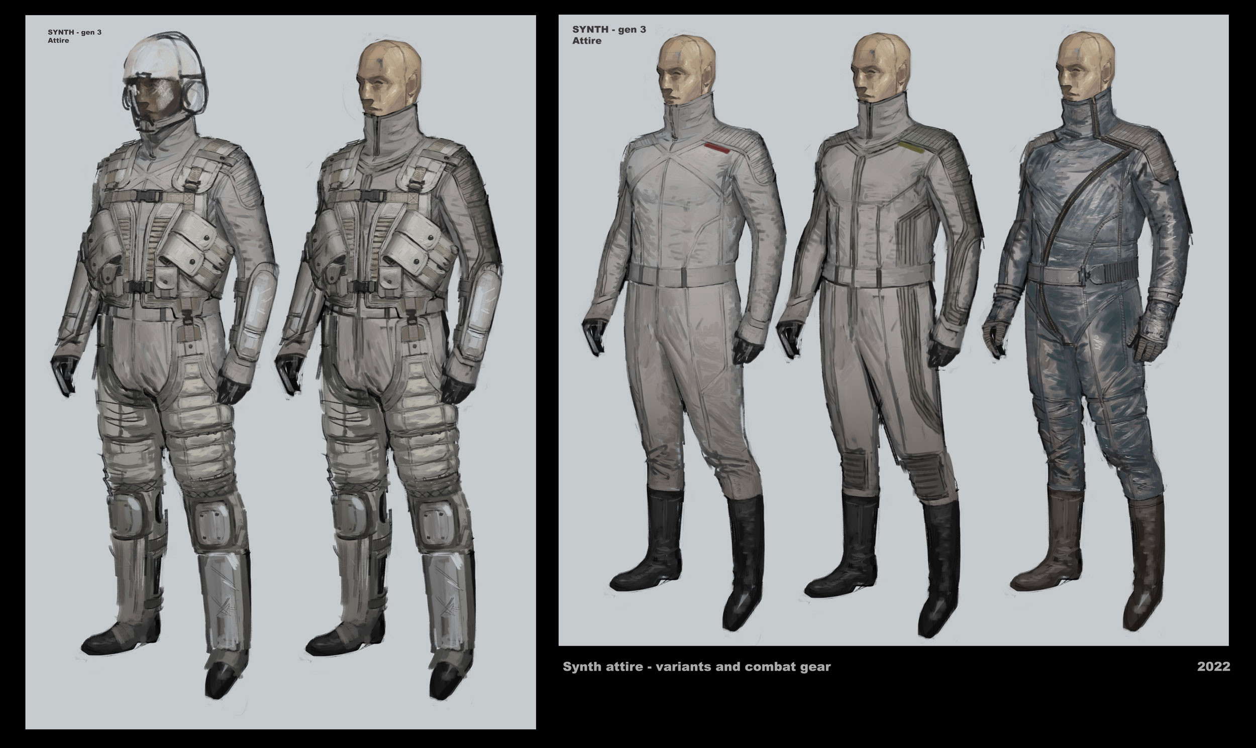 Redesigns of the clothing worn by Synths in Fallout 4. Base variants and combat gear.
