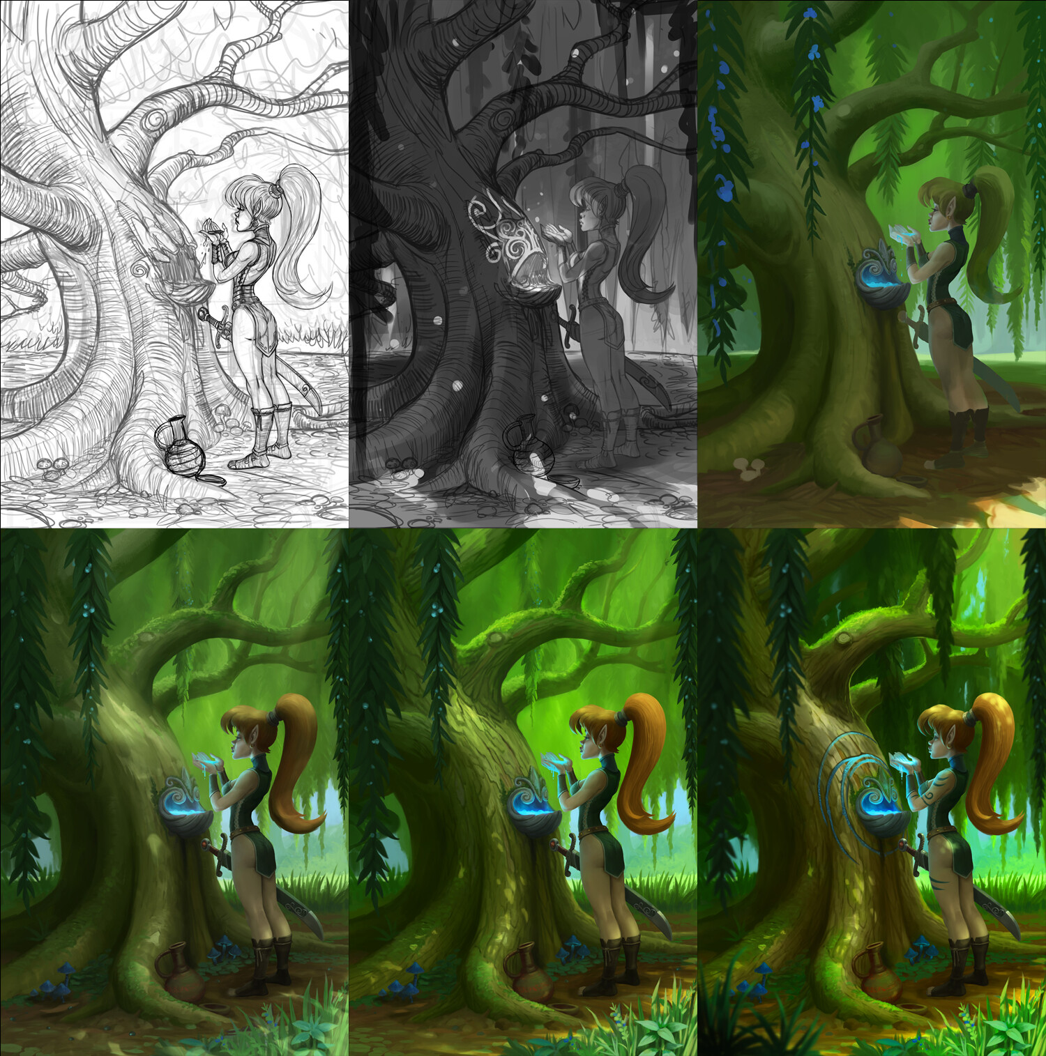 work in progress steps for illustration