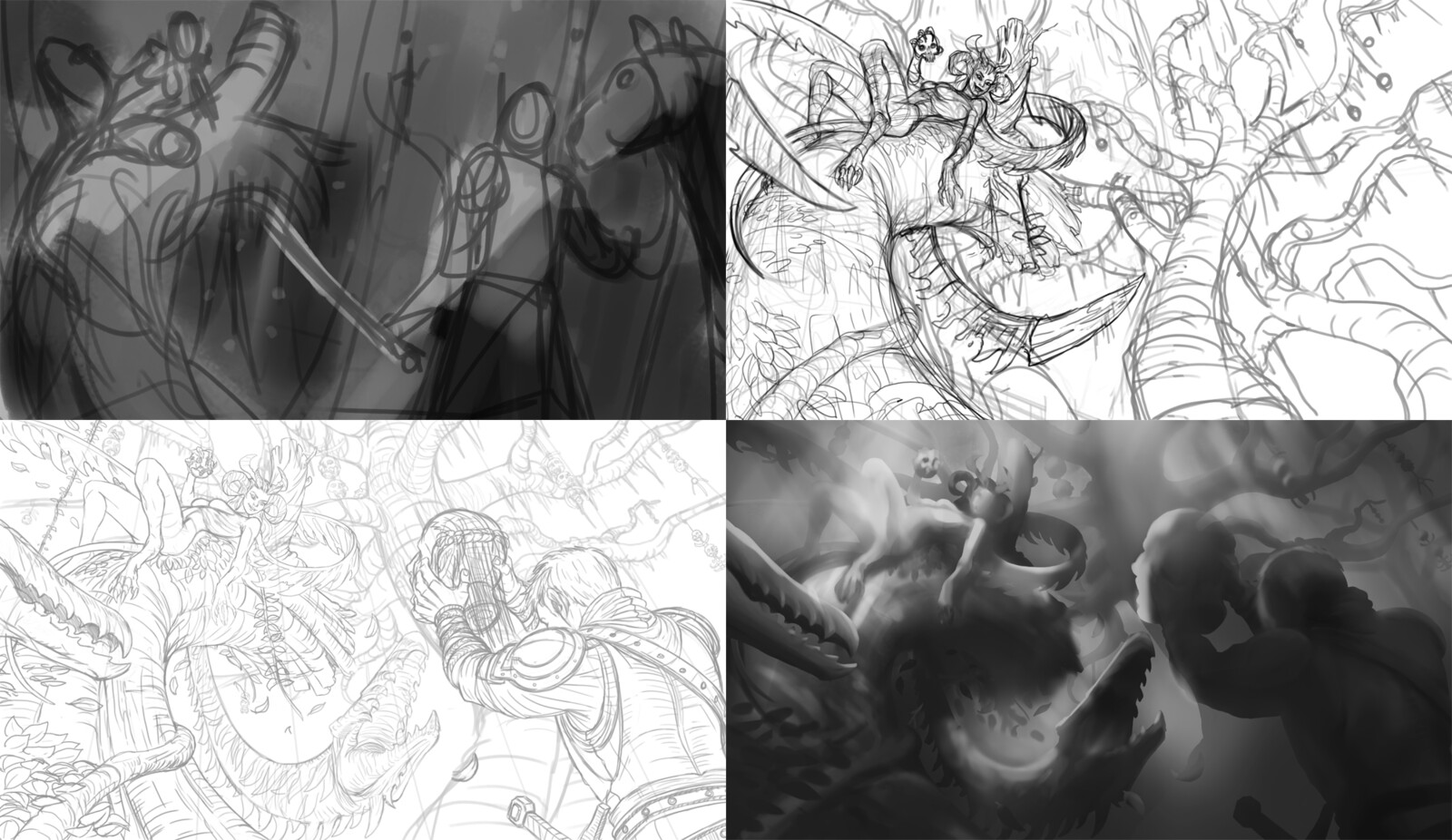 work in progress sketch and values