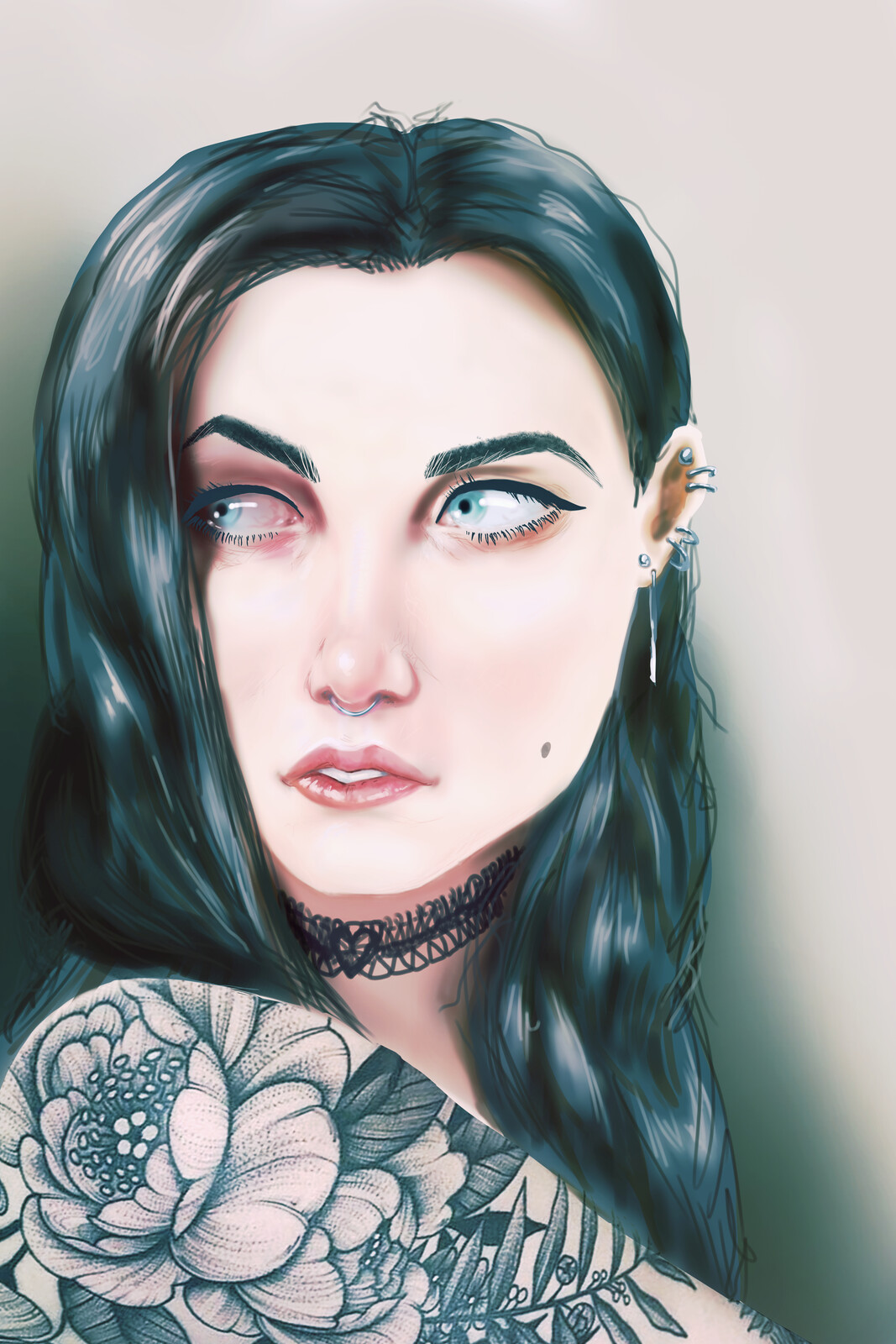 Goth girl with tatoo