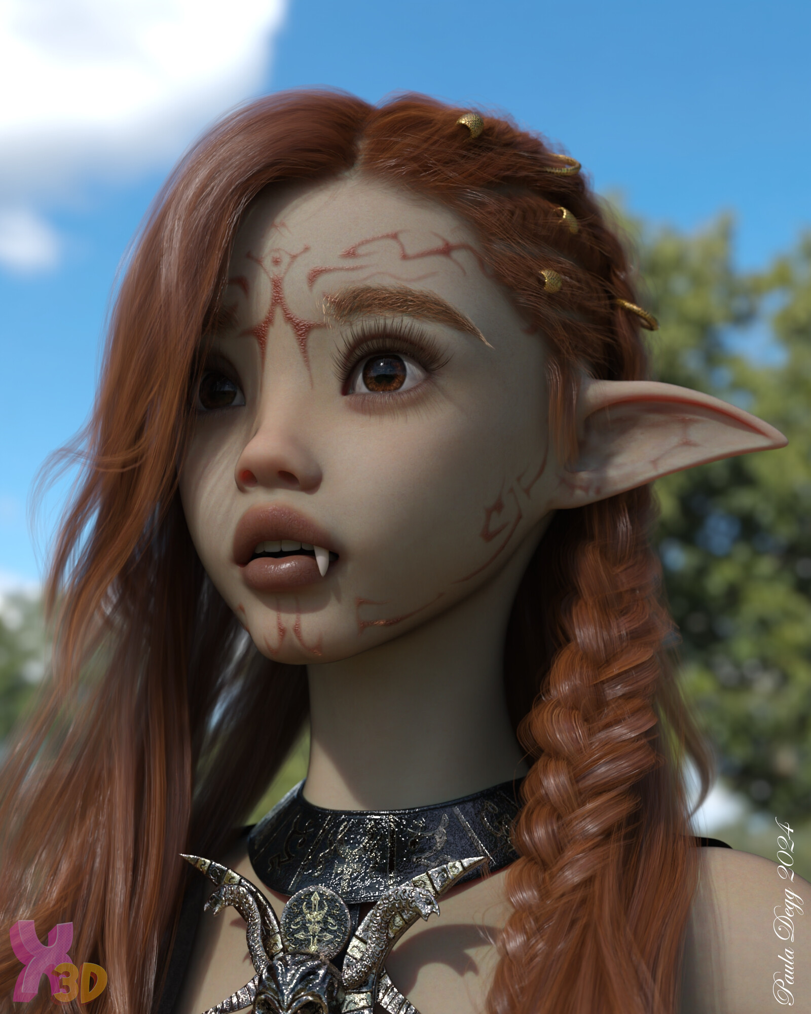 Xtreme3D Studio - FPE Fantasy Scarification Face Tattoos Geoshell for G9