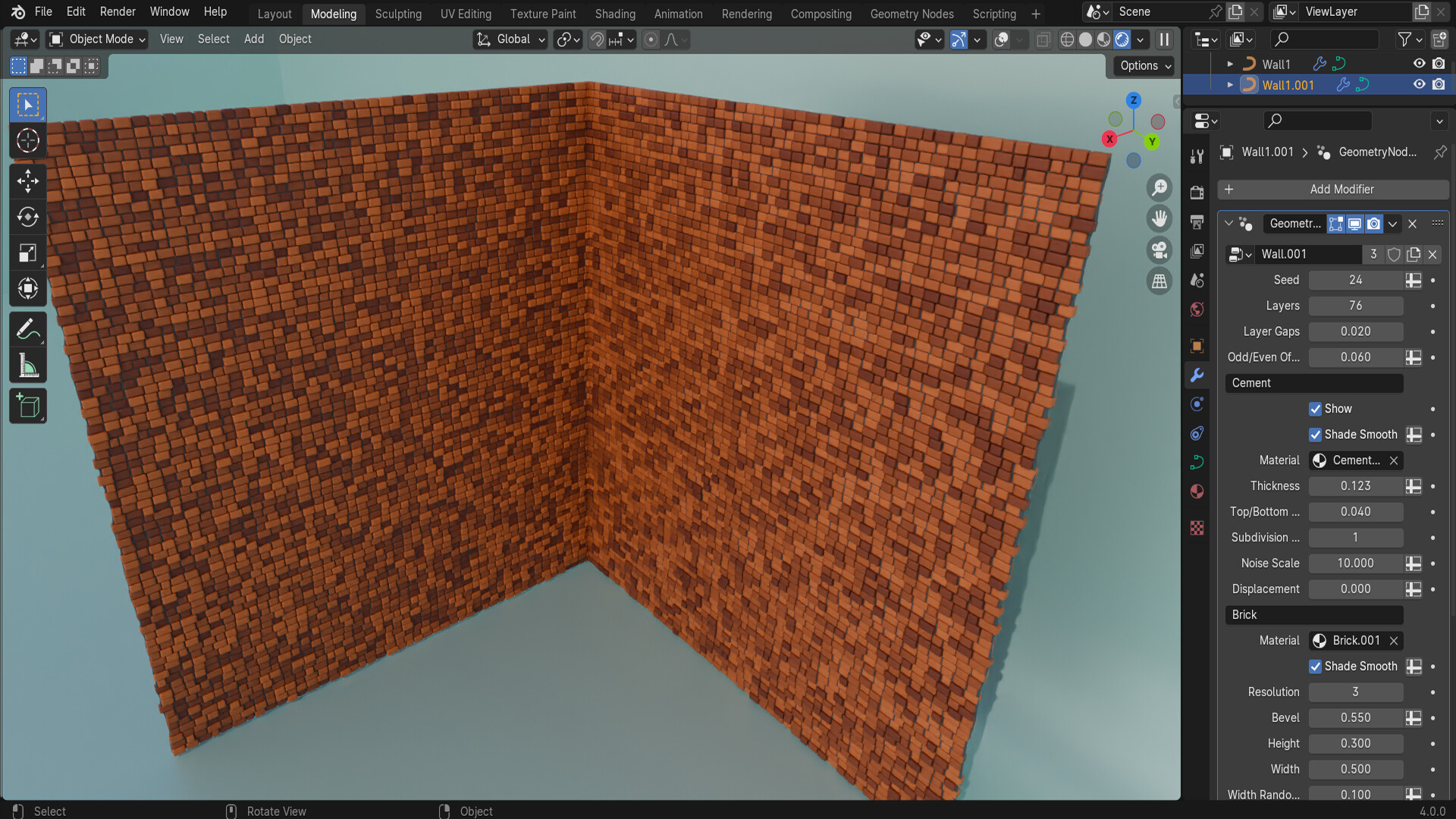 3D Tudor - Blender 4 Geometry Node Brick Wall Generator