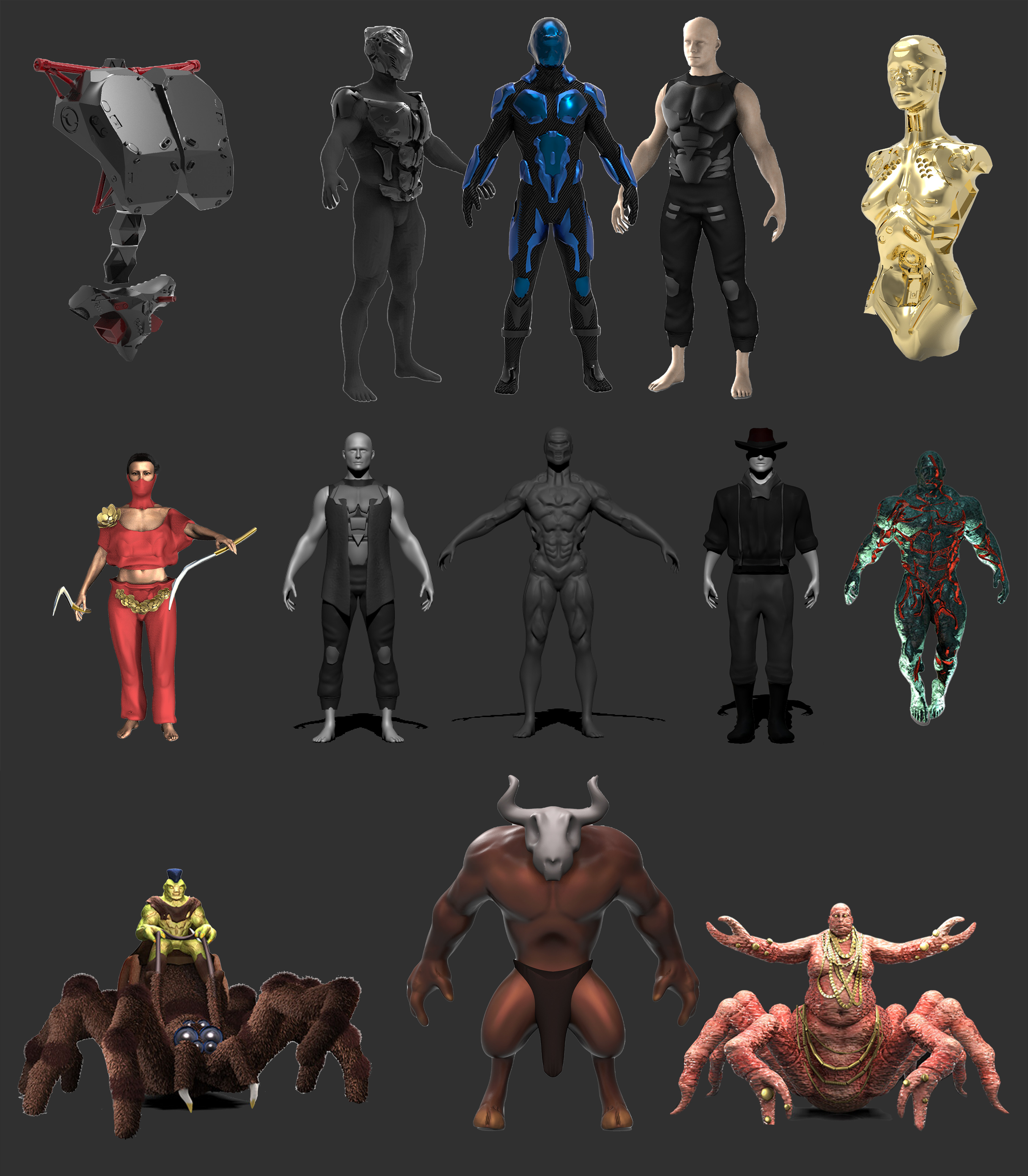 Zbrush character and creature sketches from Imagination 
