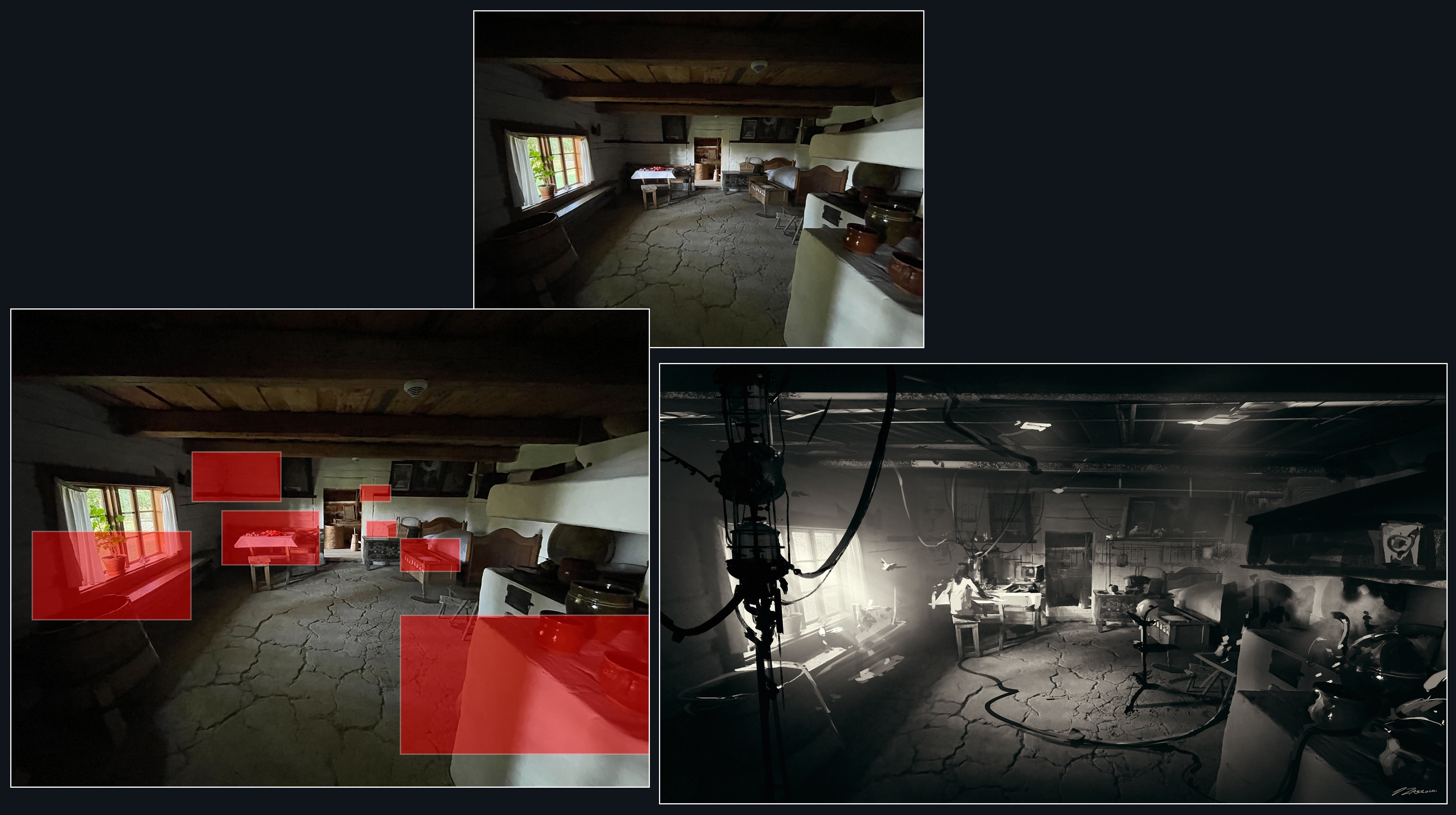 concept started with understanding the spacing of real place and getting the set decoration done by implementing mechanisms in the areas of priority