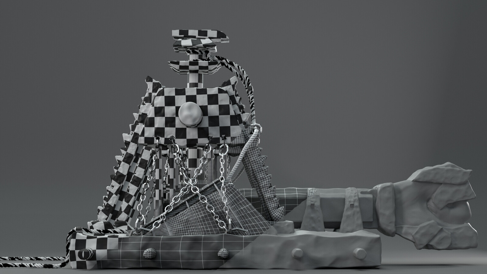 UV, Wireframe, and Grey Shaded render passes