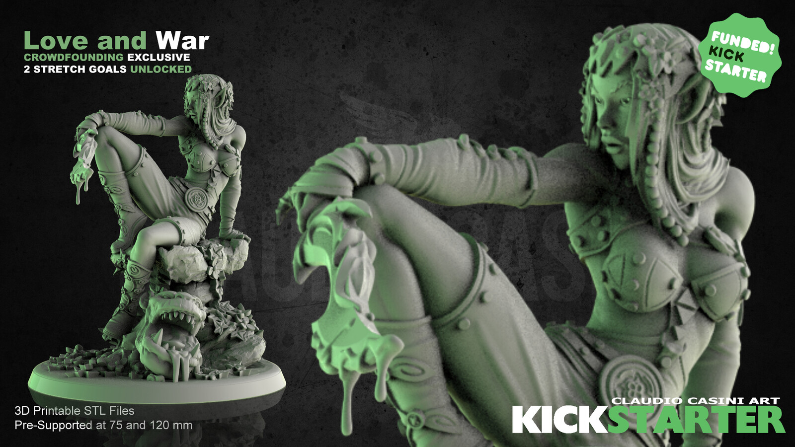 Love and War - Pin-UP Pre-supported 3d printable stl