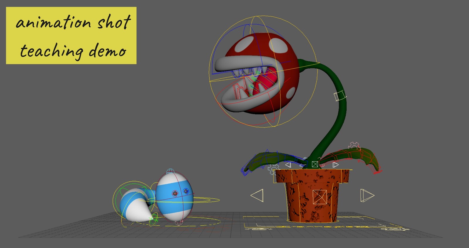 Ball with Tail and Pirahna Plant, Maya rigs