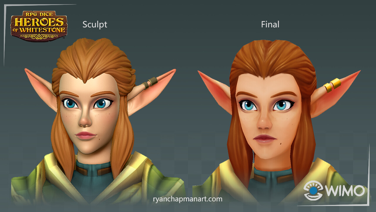Concept to handpainted look for our typical Elf Archer character. 
