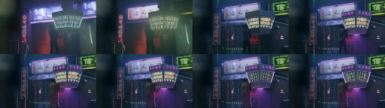 Some iterations of the scene development and prop design process