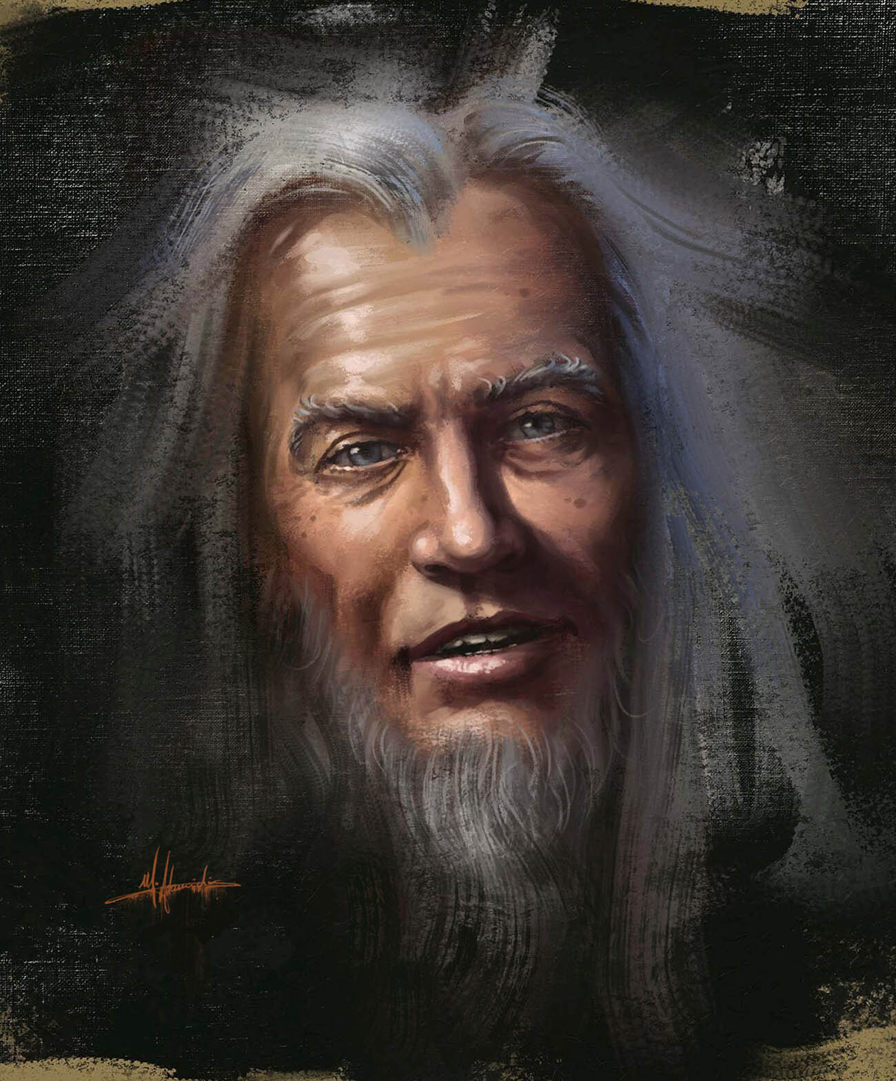 Digital Portrait Painting - Old Native Man + Small Video