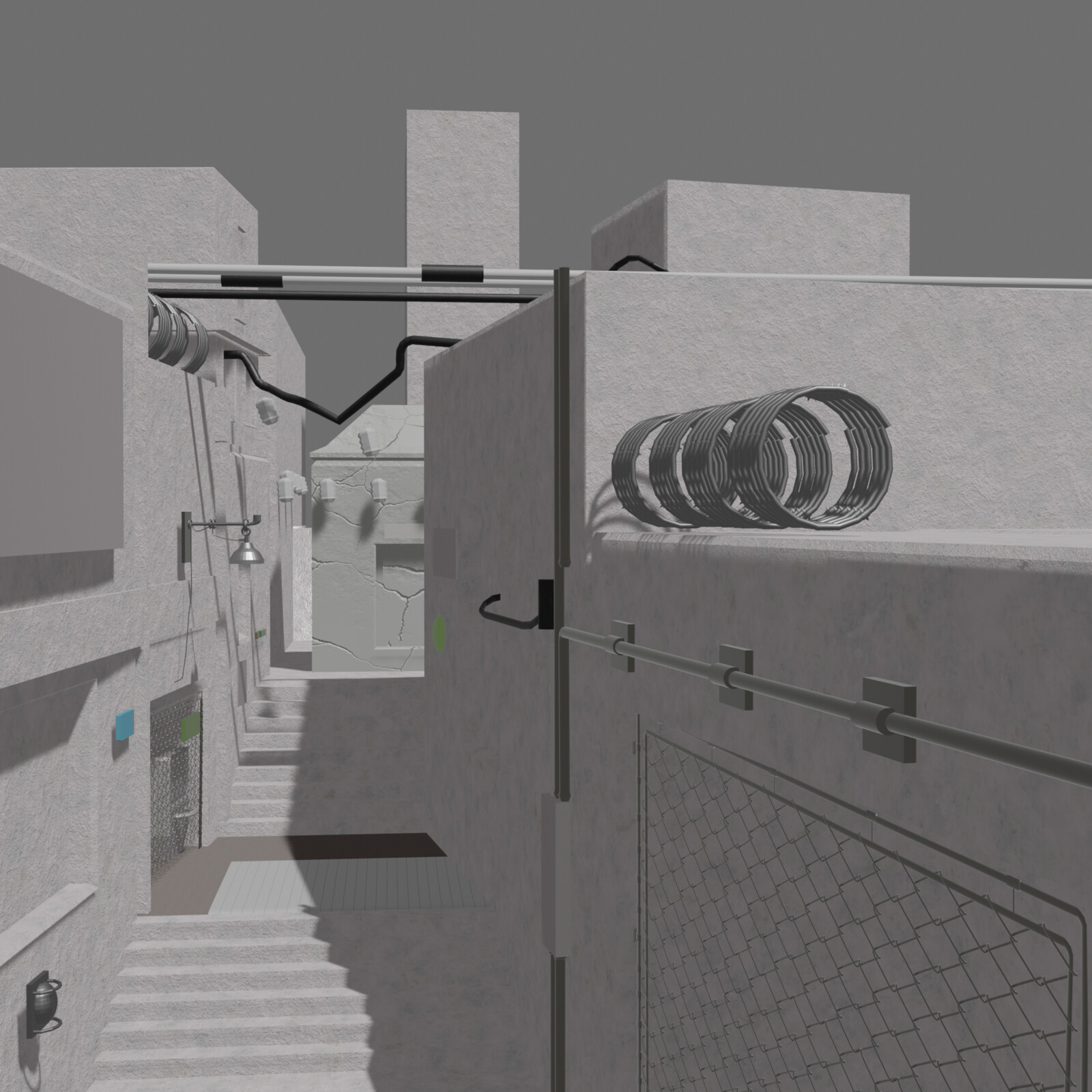 3D Hard Surface Modeling by MoniGarr - Urban Alley Environment inspired by Michel Voogt’s illustration "KZ2 Helghan alley"