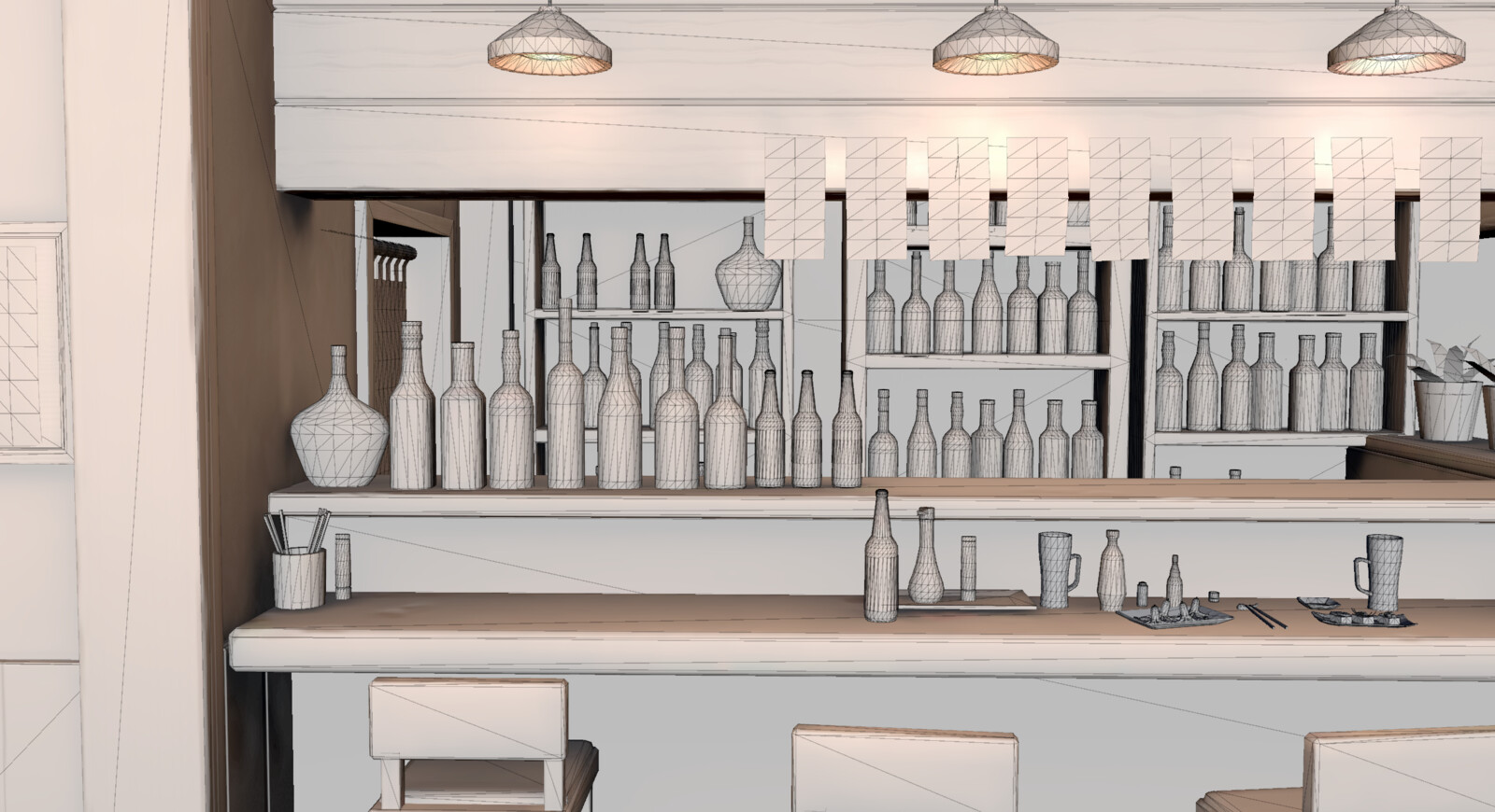wireframe of bar counter