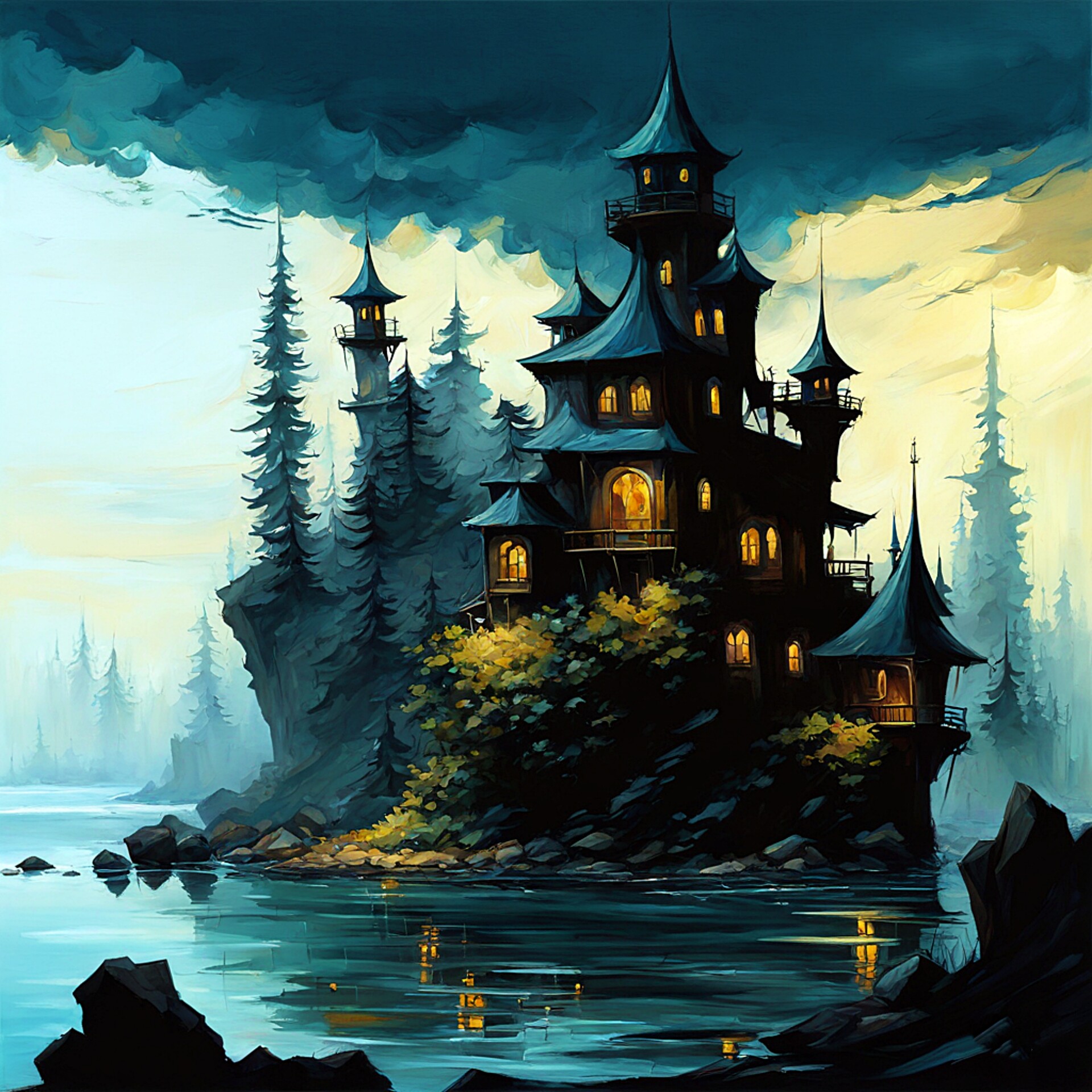 ArtStation - Замок на острове в заморской стране.