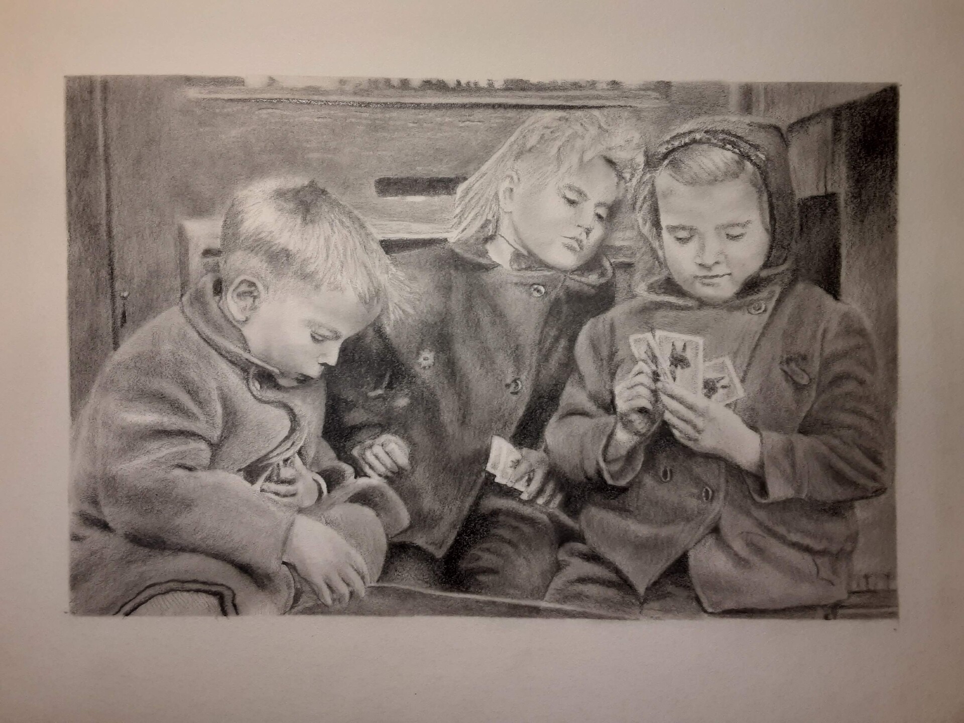 Lexica - Happy child playing on a playground, pencil drawing, realistic,  book illustration