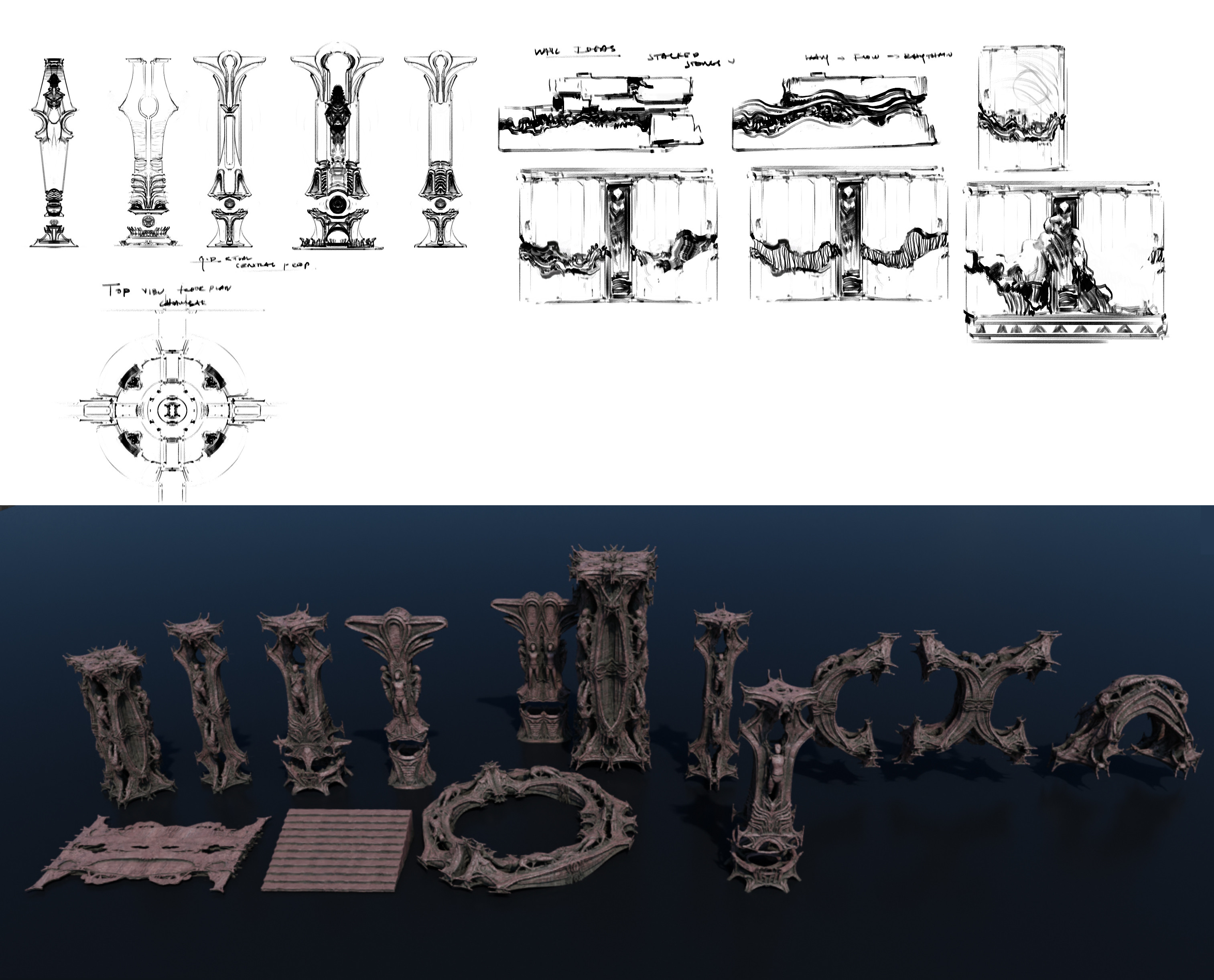 Ideation sketches &amp; 3D kit