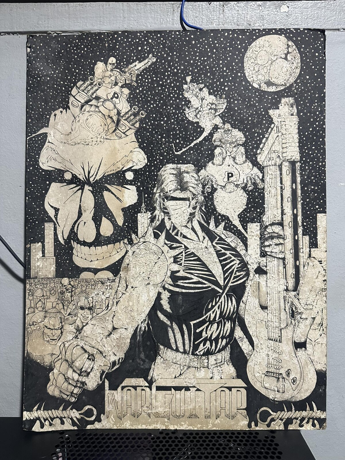 My 1997 Original Character WarGuitar, Pen and Ink on Illustration Board 18"x24"