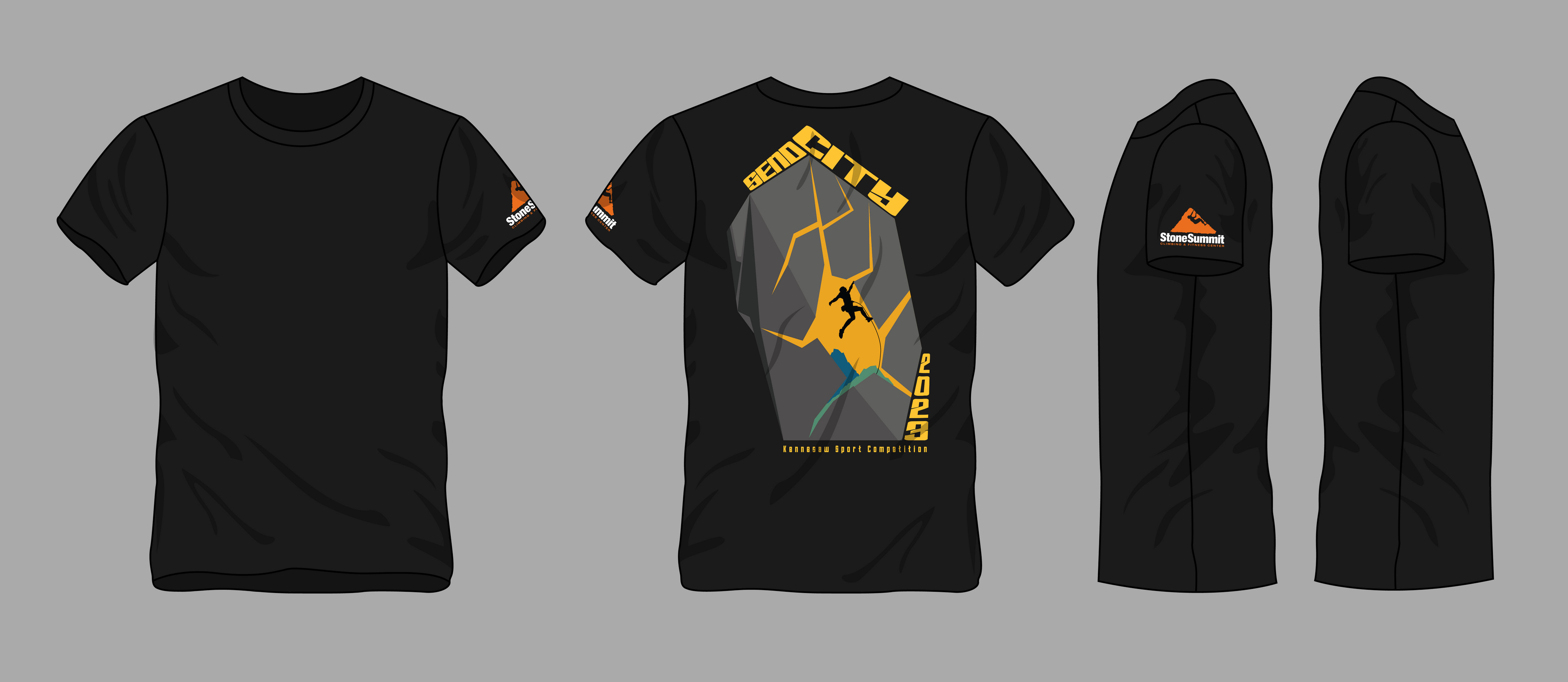 2023 T-shirt design for Stone Summit's annual Send City sport climbing competition.