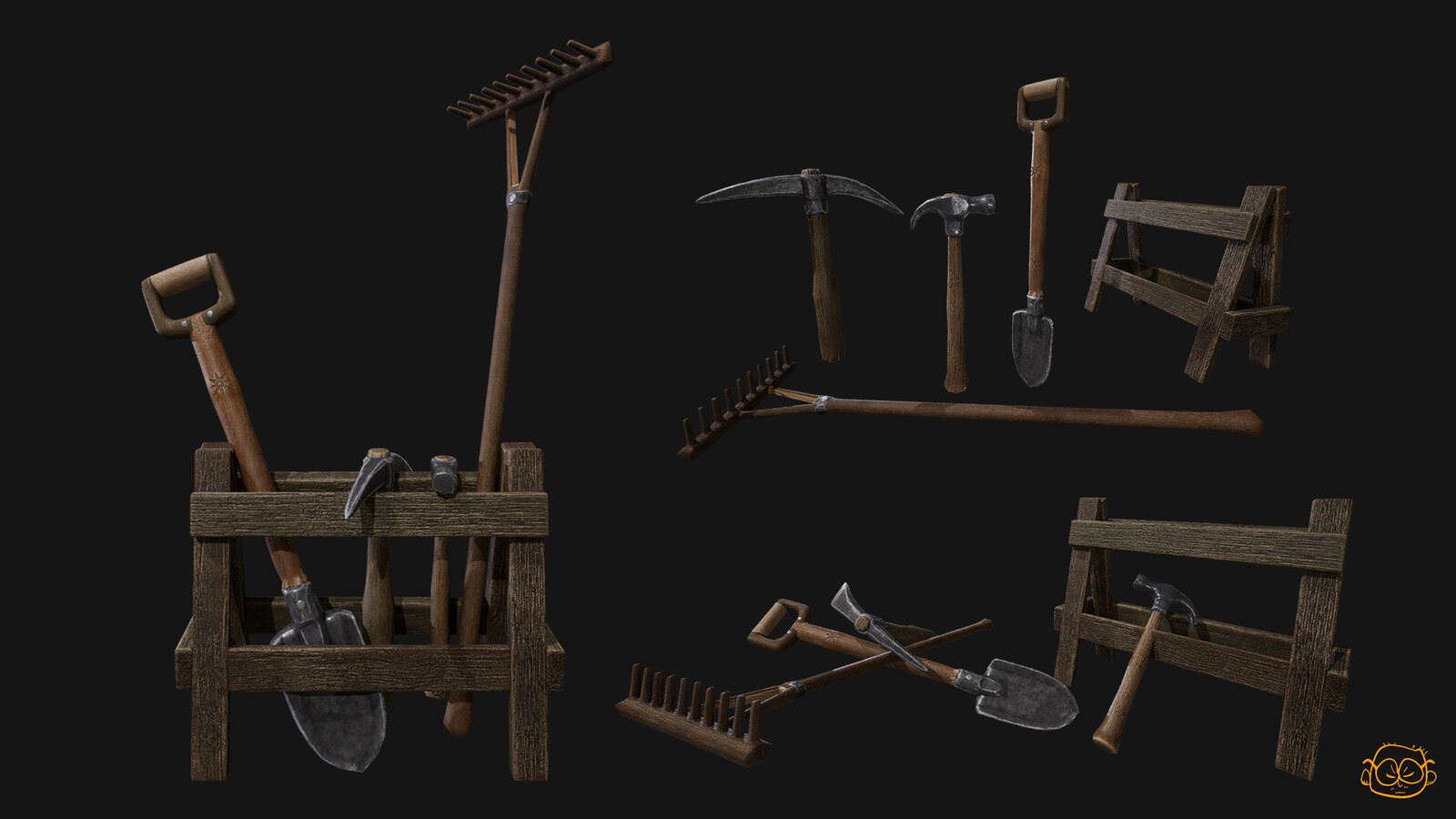 Various tools. Had a lot of fun working on these, trying to hit a sweet spot of realism with stylized elements. 