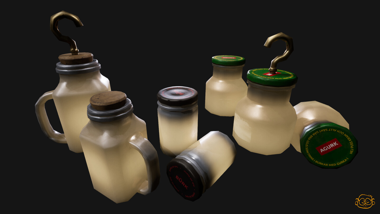 I was responsible for creating all light source assets for a cancelled project. The engine did not support translucent materials like glass, so everything had to be faked in the texture passes. 
