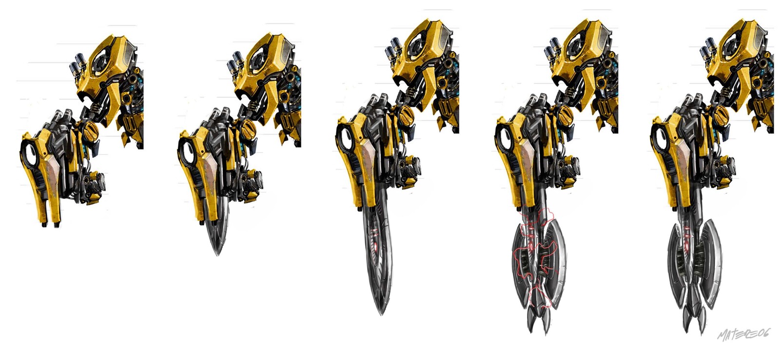 Weapons ideas for the Transformers characters from the 2007 movie. These ideas were done for Hasbro then showed to the production film for weapons that came from the robot arms. 