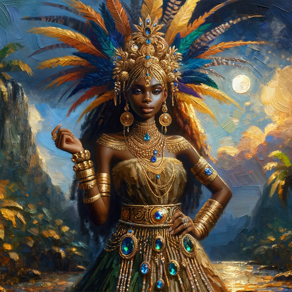 ArtStation - Majestic Radiance: Caribbean Goddess in Celestial Splendor - 1