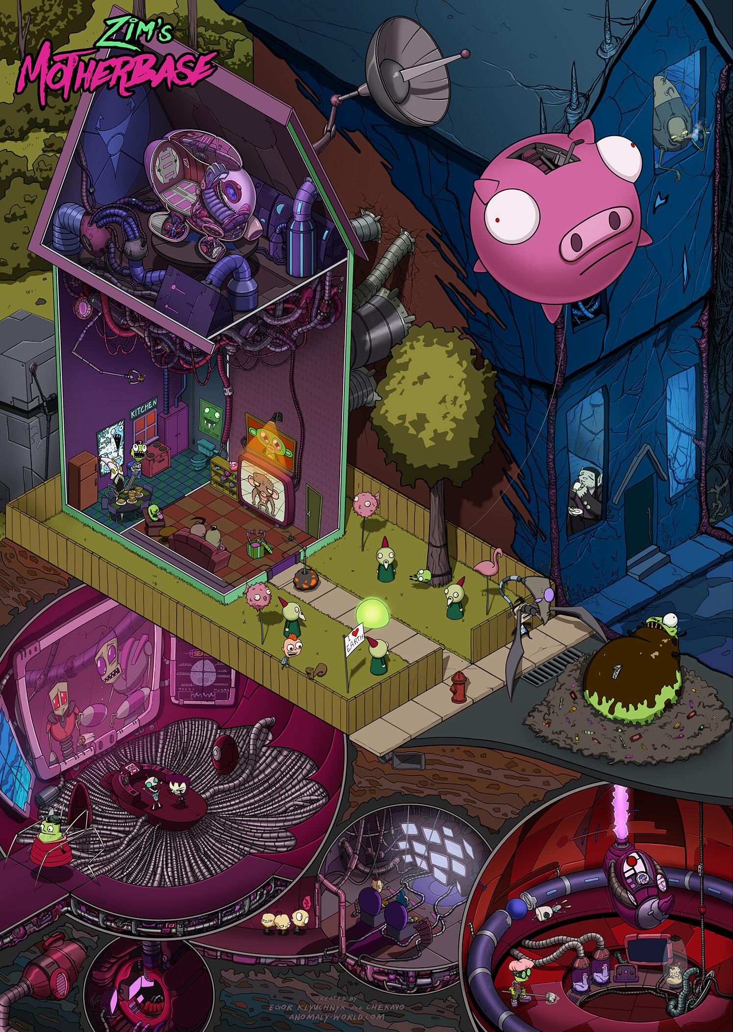 Egor Klyuchnyk - Invader Zim Base Cross Section