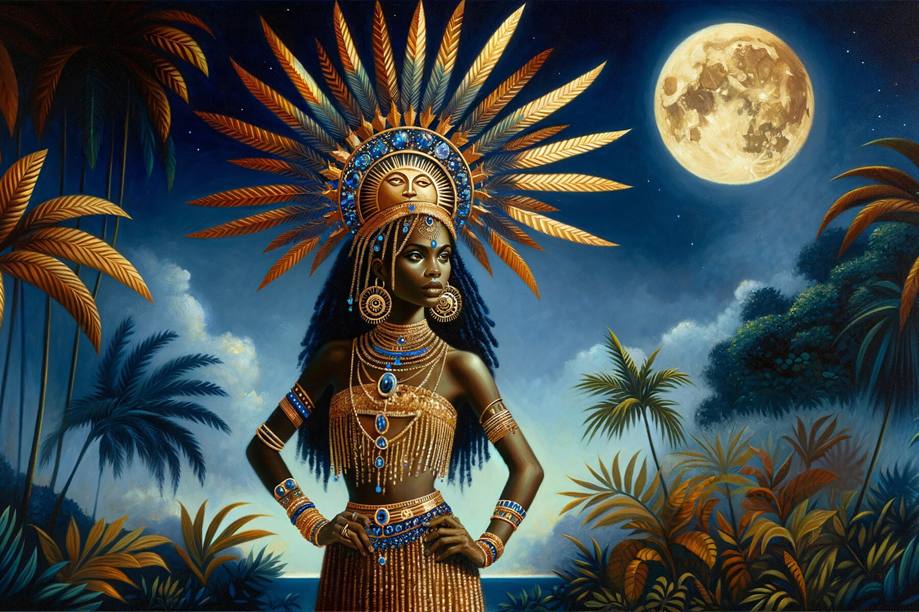 ArtStation - Majestic Radiance: Caribbean Goddess in Celestial Splendor - 6