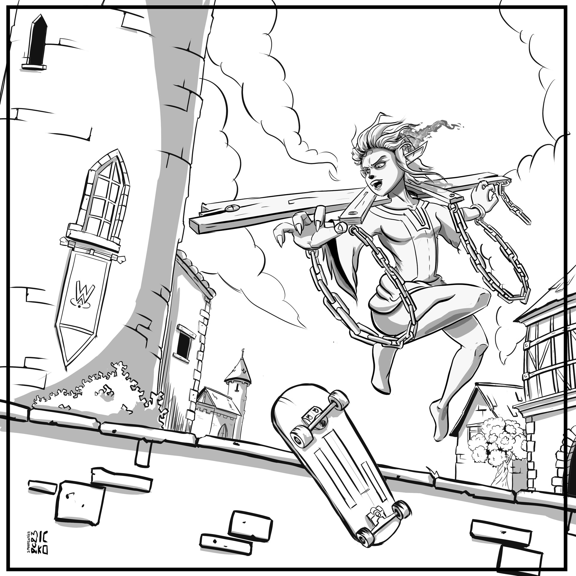 Artstation skate on the road