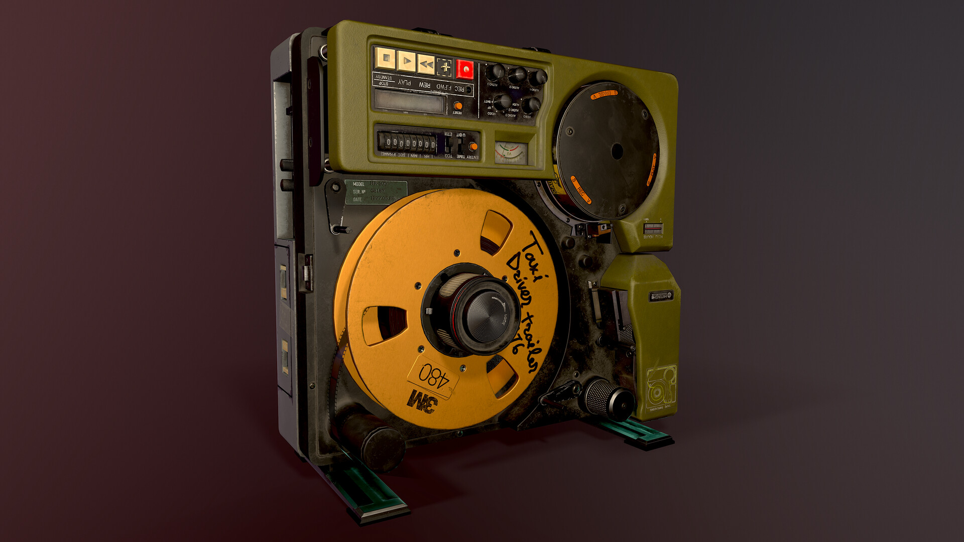 Vintage portable reel to reel tape recorder 3D model