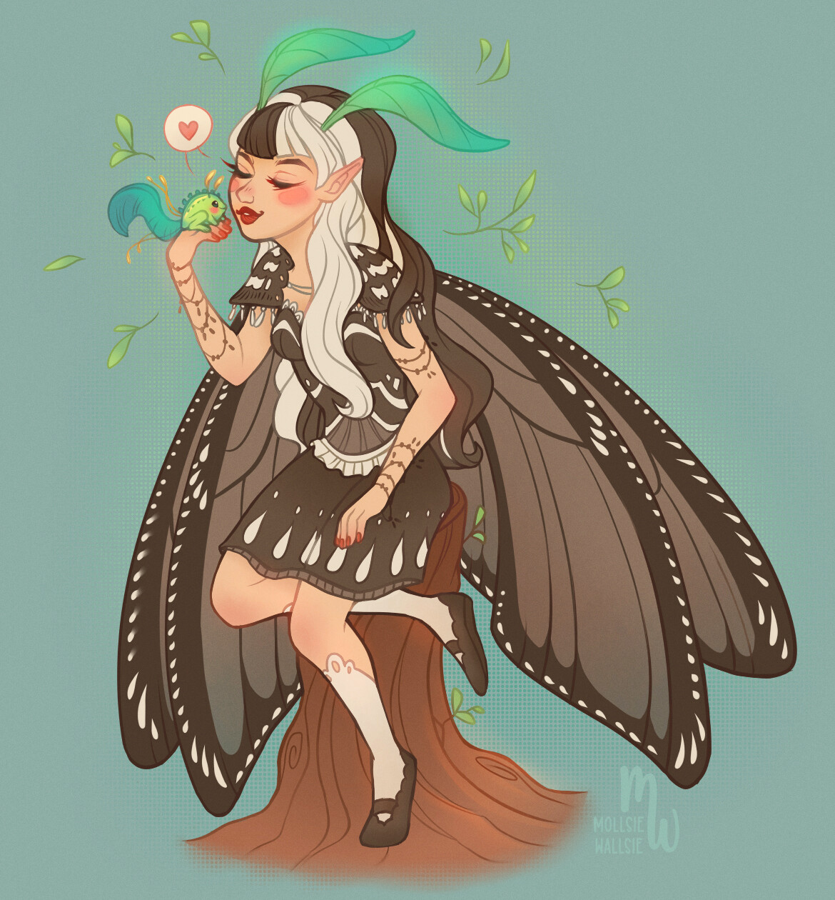 Magpie Inkcap mushroom faerie