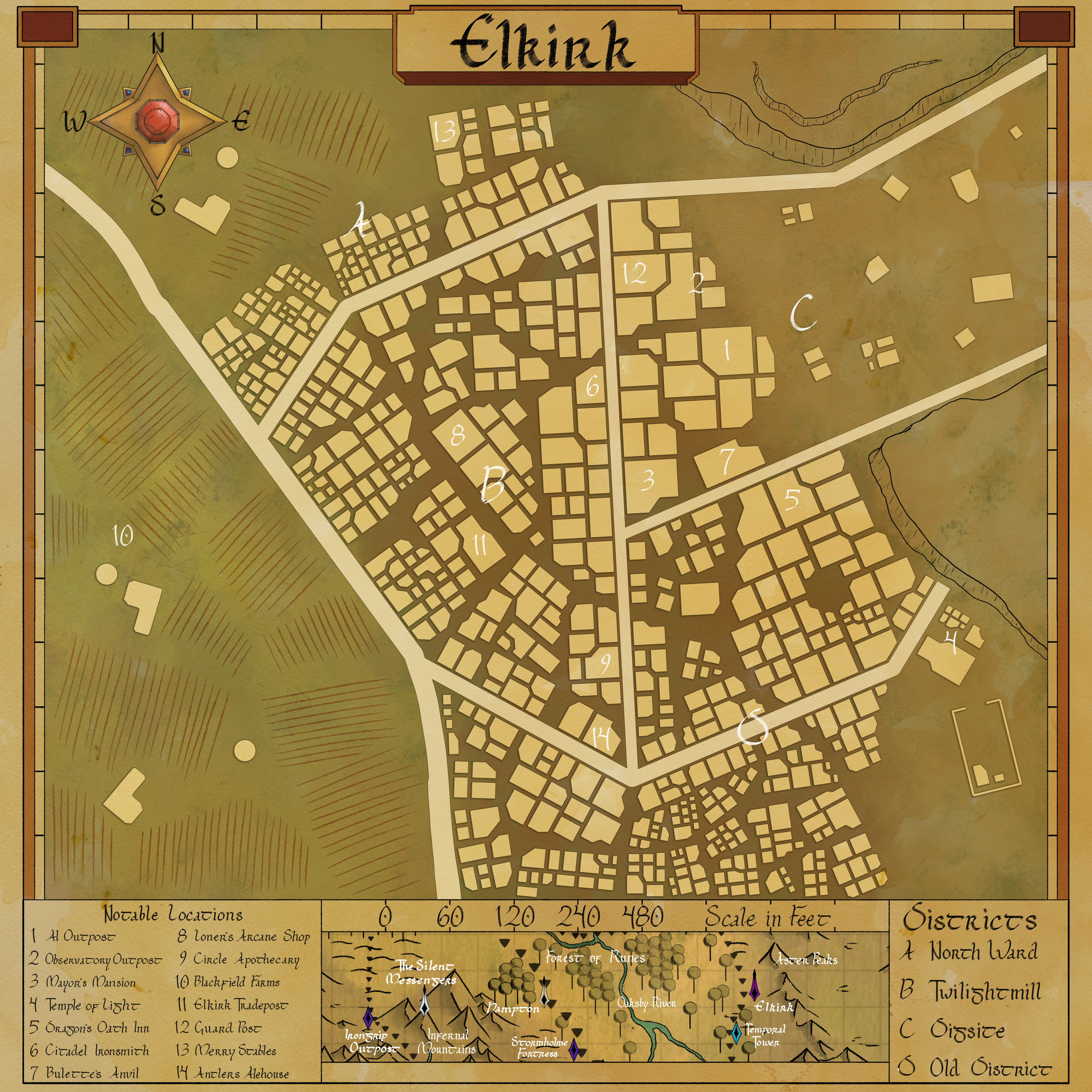 The archeological dig site turned town of Elkirk, found at the entrance of the Decaying Saltflats. 