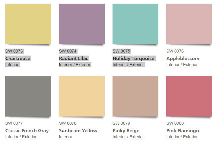 Interior paint swatches, used to determine interior wall colors.