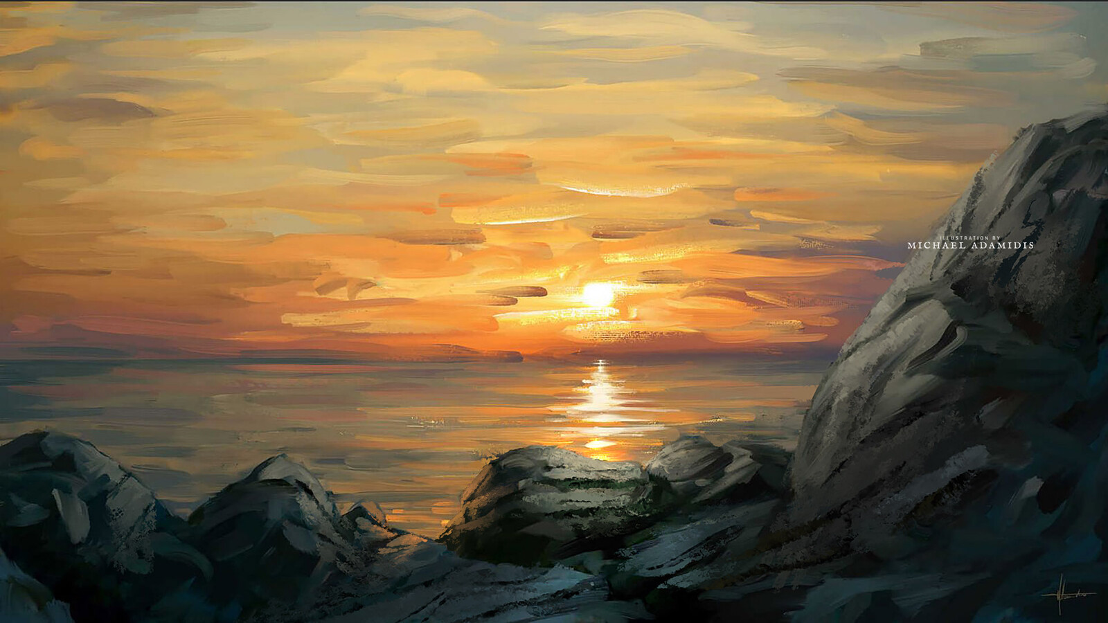 Sunset - Digital Art Painting - Traditional Style