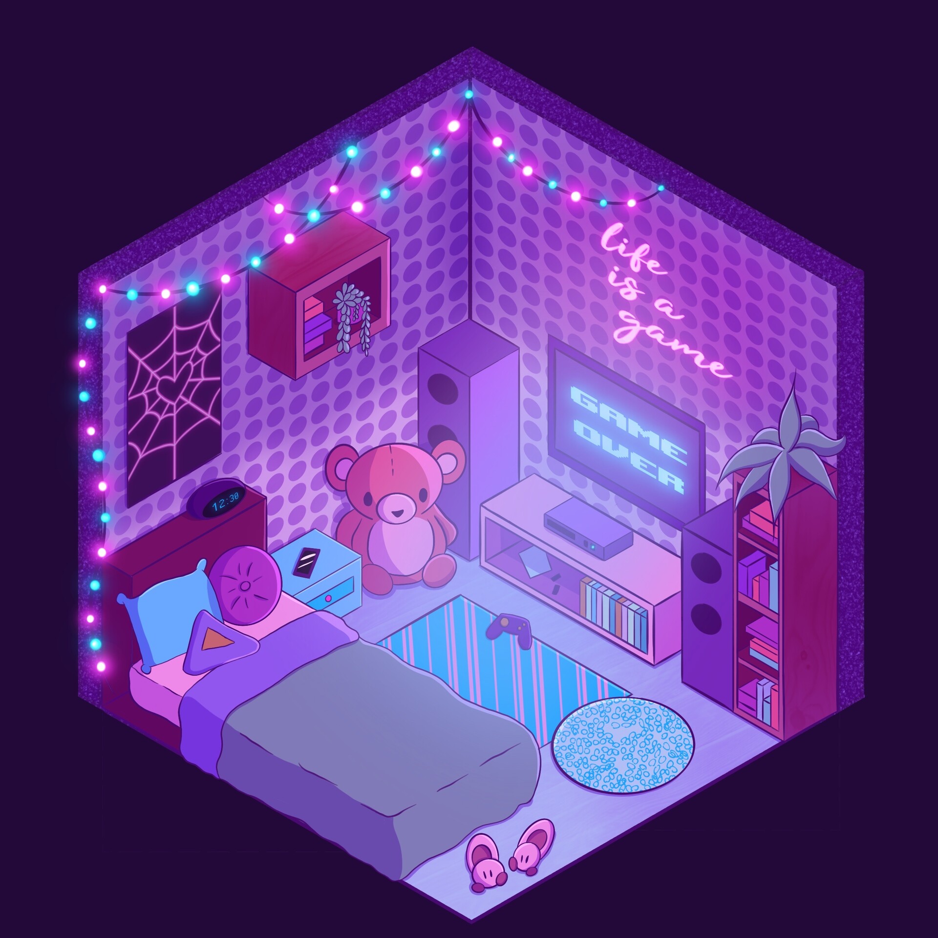 ArtStation - Gamer Girl Isometric Room 👾🩵