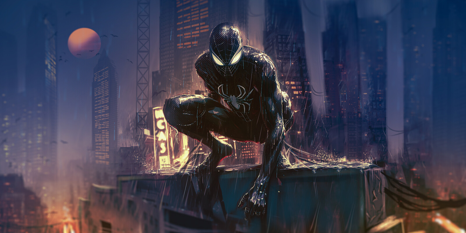 Black Spider-Man on Rooftop