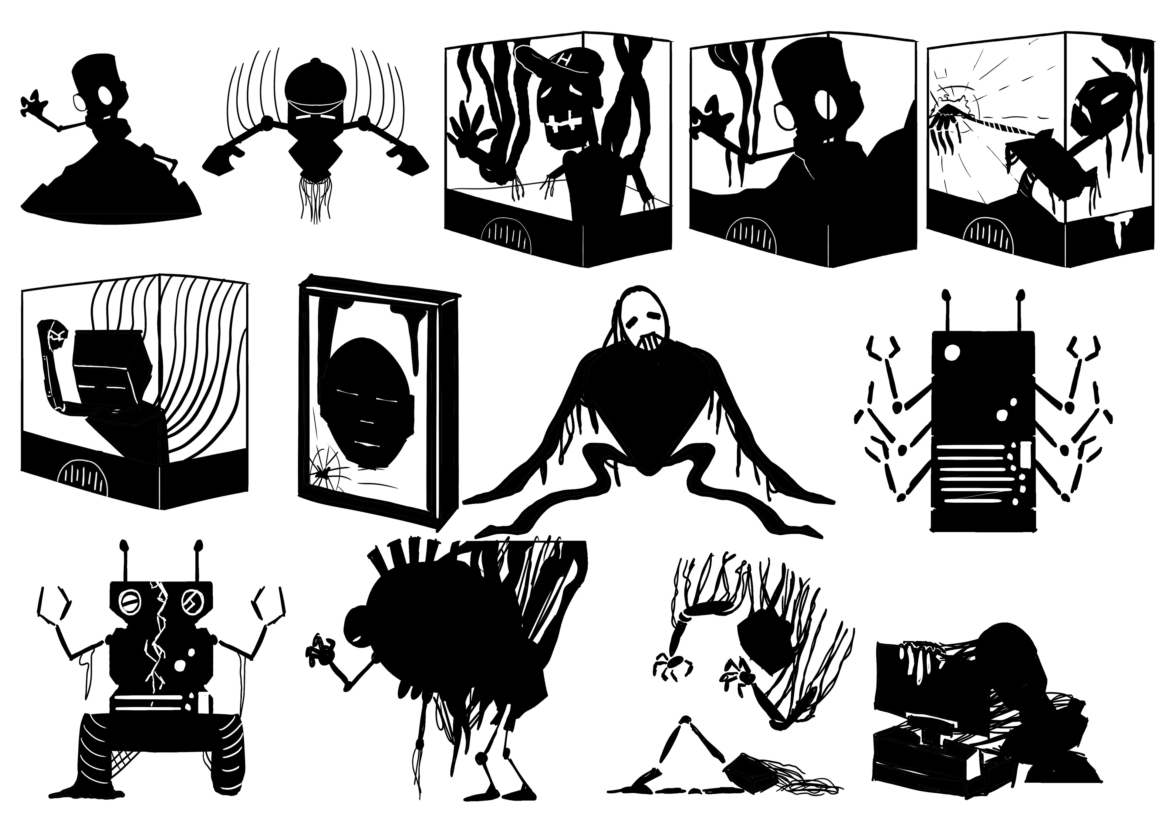 Robot Shop Keeper Silhouettes 2