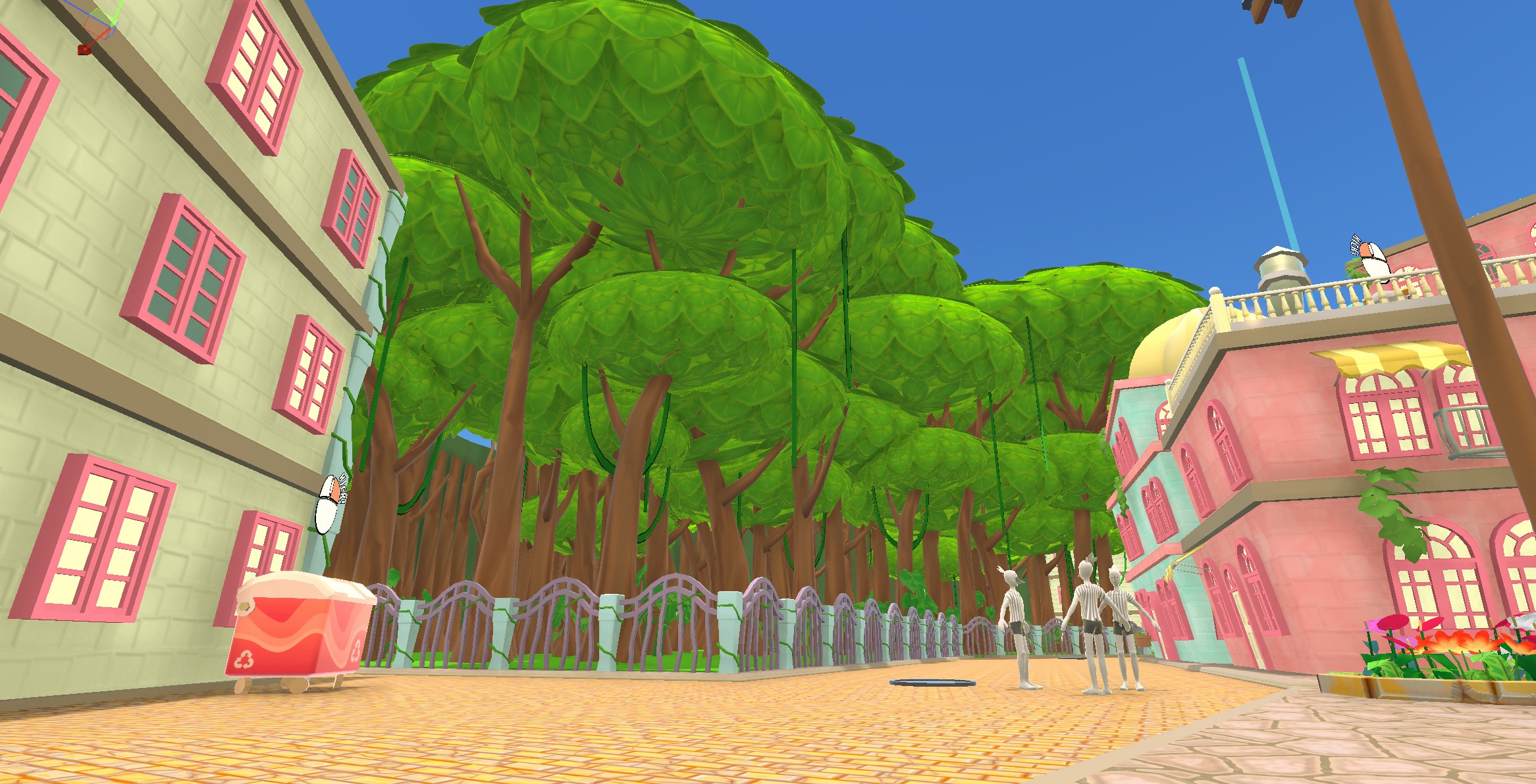Grape Juice City exists in tandem with its tropical environment. A dense jungle borders the main playable area.