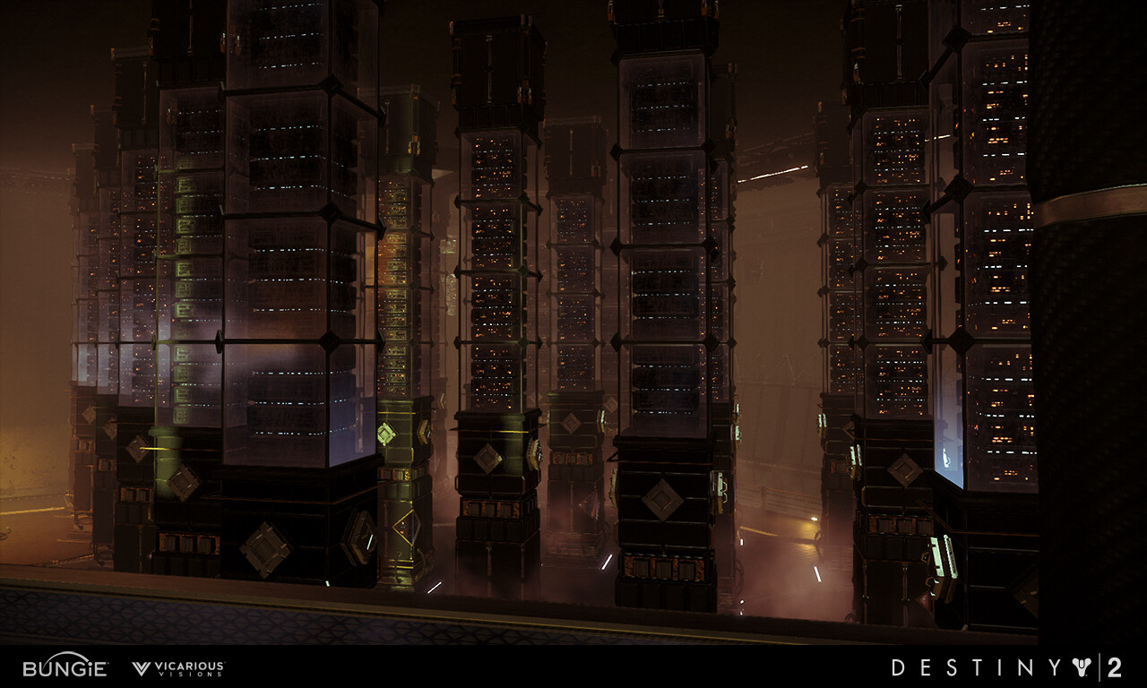 server modeling and surfacing, custom animated shader to driver server lights and respond to player behavior