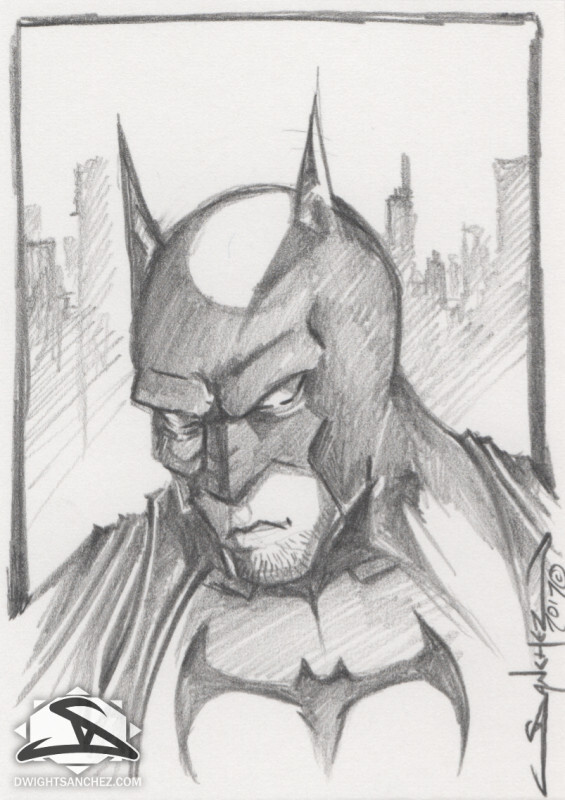 Traditional Sketchcard 3.5" x 2.5" of Batman. 