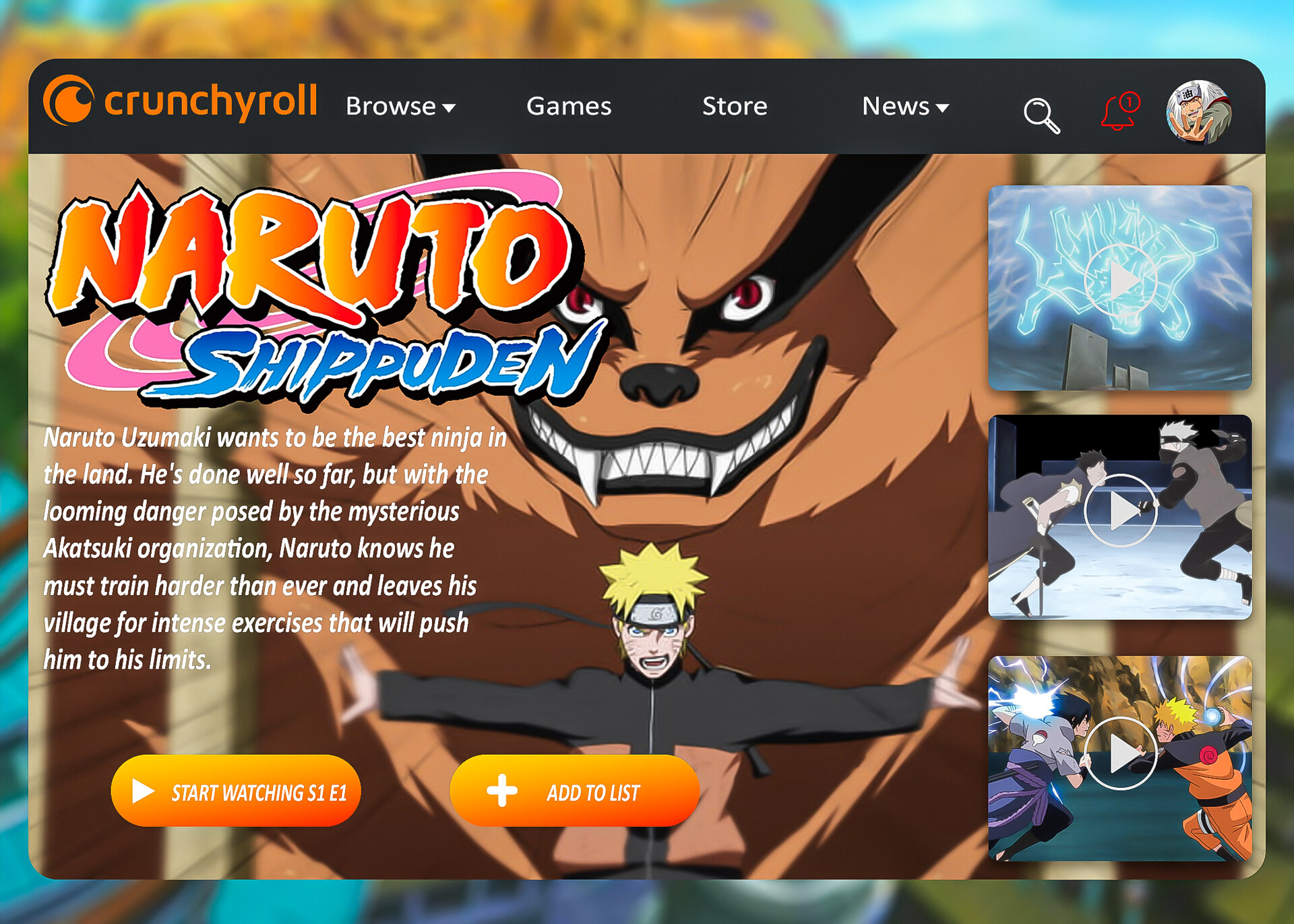Is Dubbed Naruto Shippuden On Crunchyroll ArtStation - Naruto Shippuden Crunchyroll UI