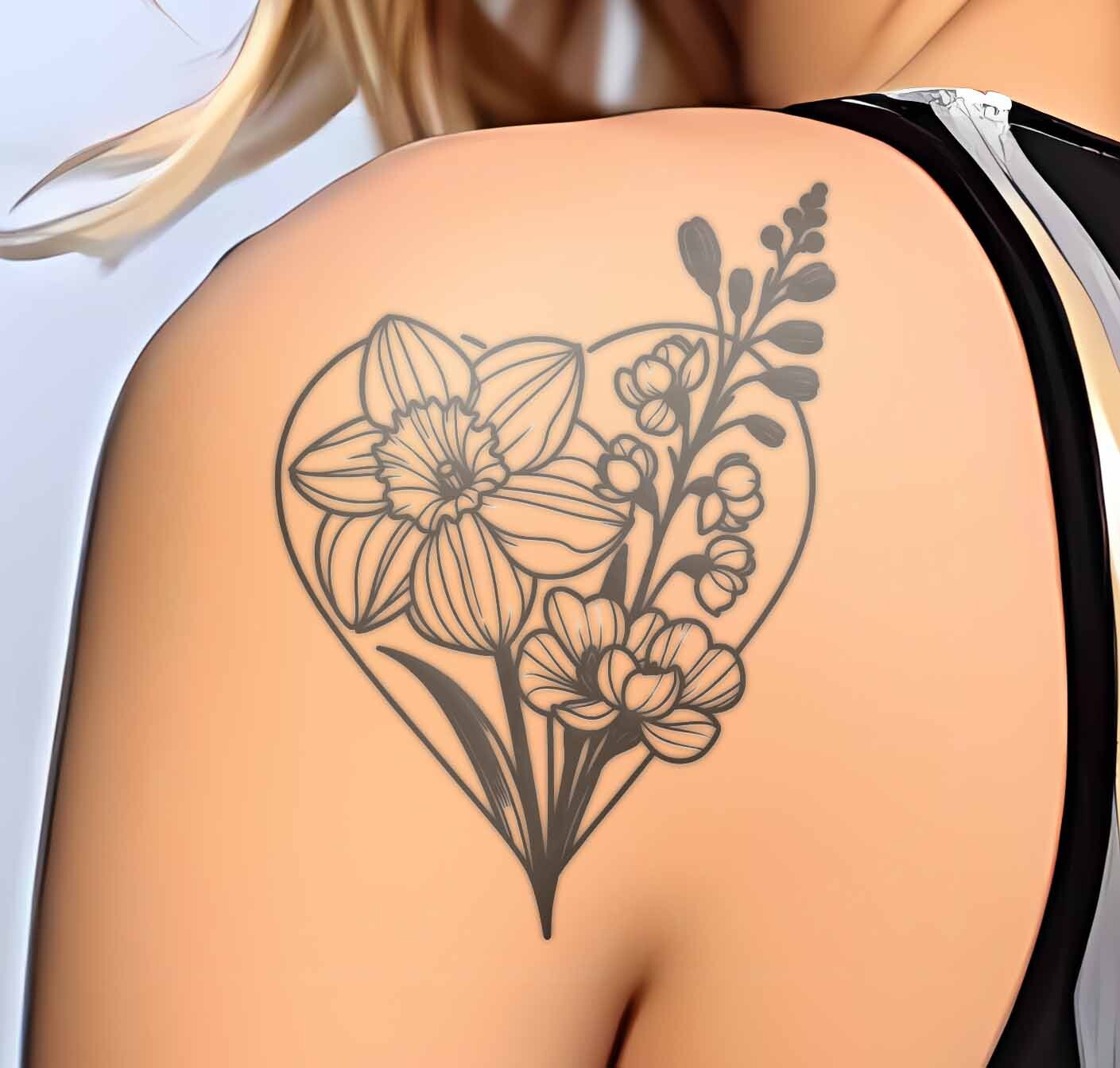 Black July Birth Flower Larkspur Tattoo Gráfico por GraphicArt · Creative  Fabrica