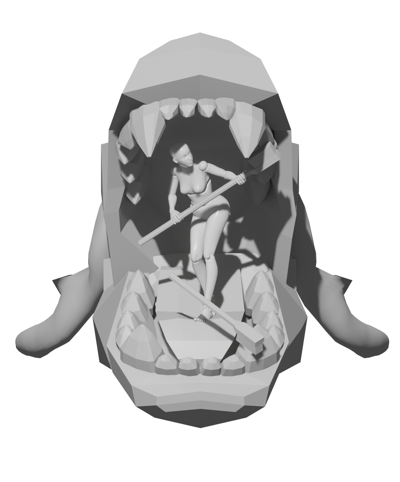 a quick 3D sculpt for reference, but the posing is not good enough