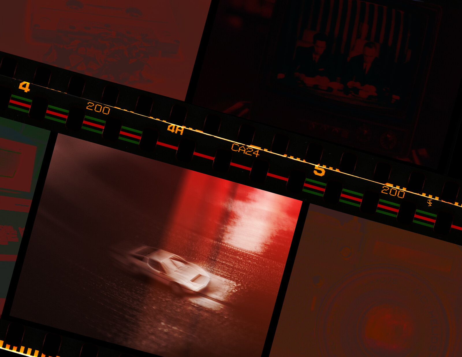 2023 - Collage - Most of the images are just edited to look like film stock, but the main image was one that I composited using a close-up of a vinyl record and a car.