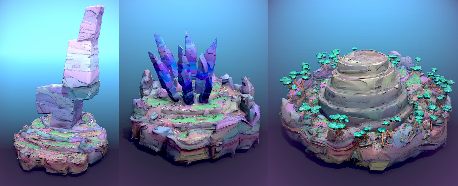Some other tests of integrating input geometry building terrain around it to fit.