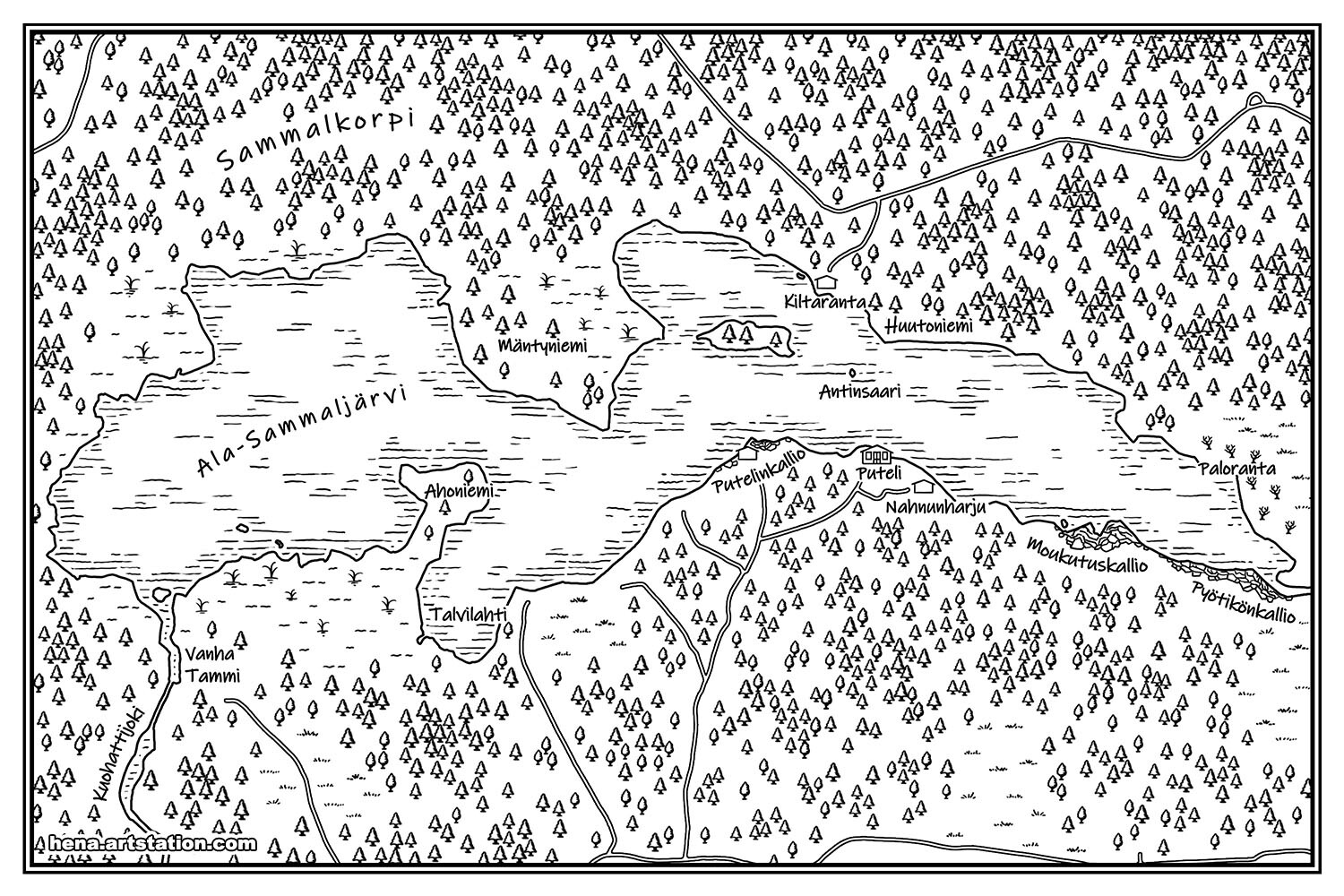 Map Art: Lake Cabin