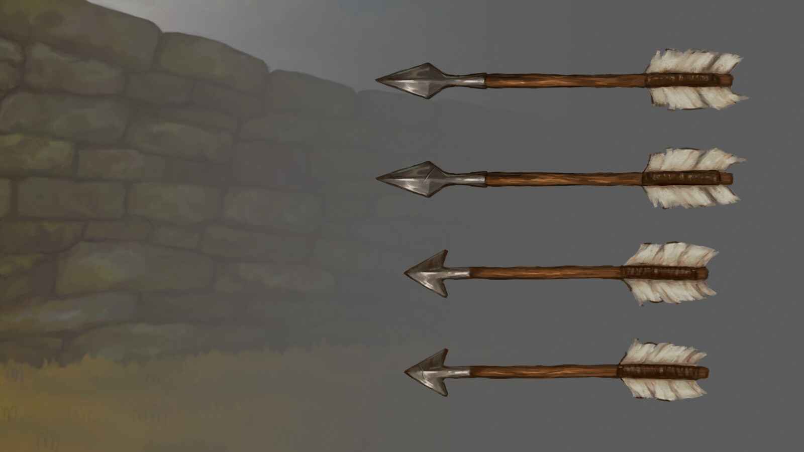 Arrows from the battlefield with the "Ringmur" stone wall in the background