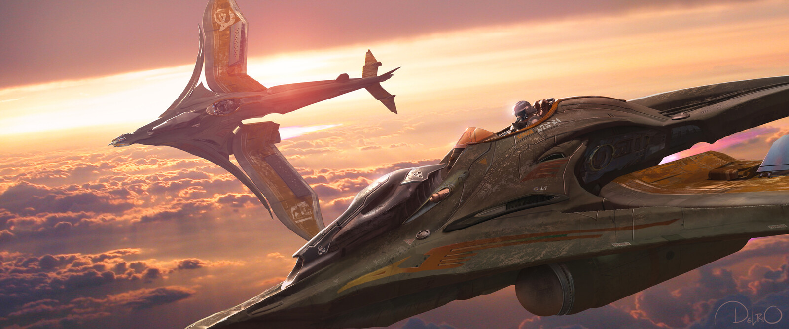 WIND RAIDER - I wanted to do a few keyframes of this guy.  I played up the open cockpit configuration of the fighter. To a key that was almost felt like a piece of WWI fighter art.