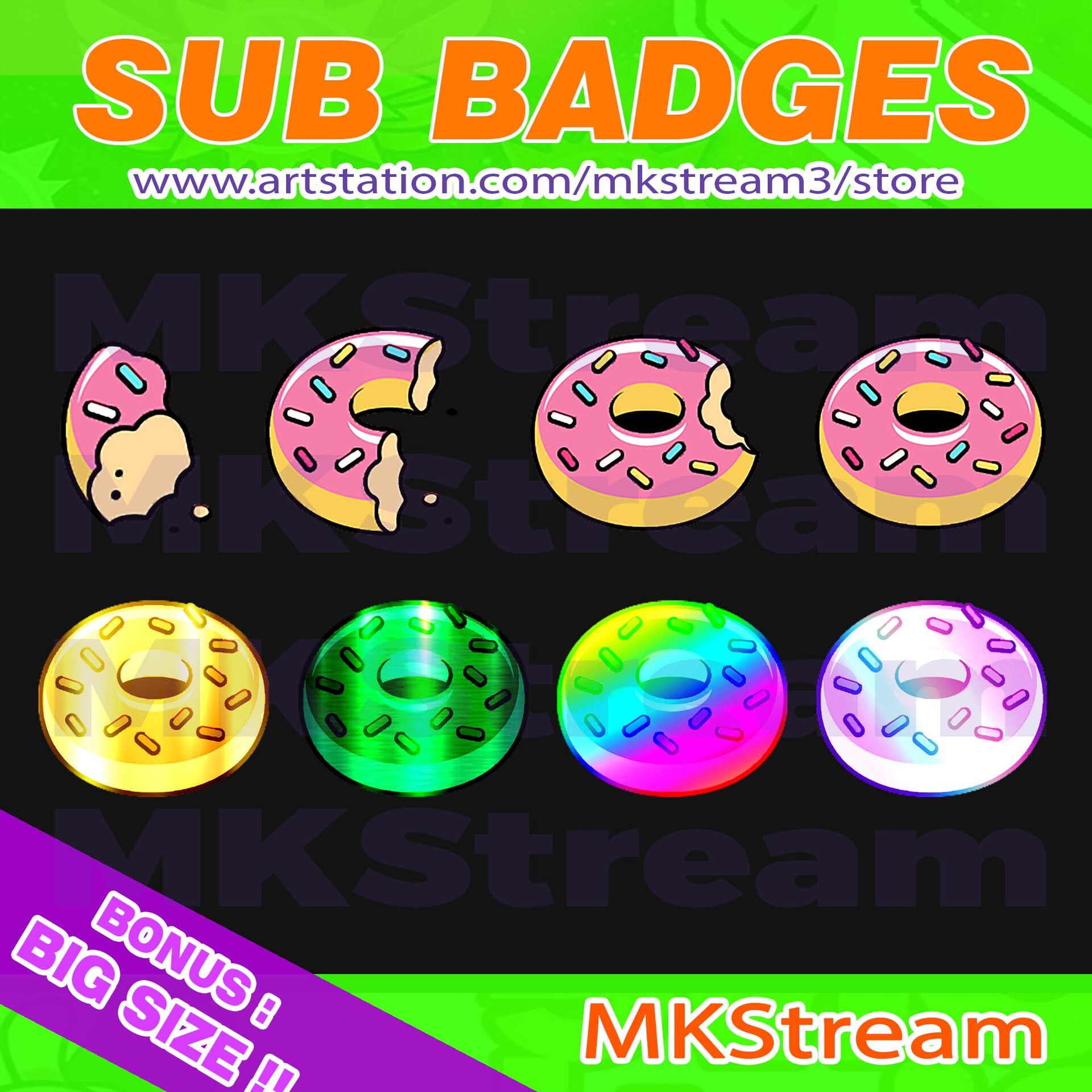 ArtStation - Twitch sub badges doughnut pack