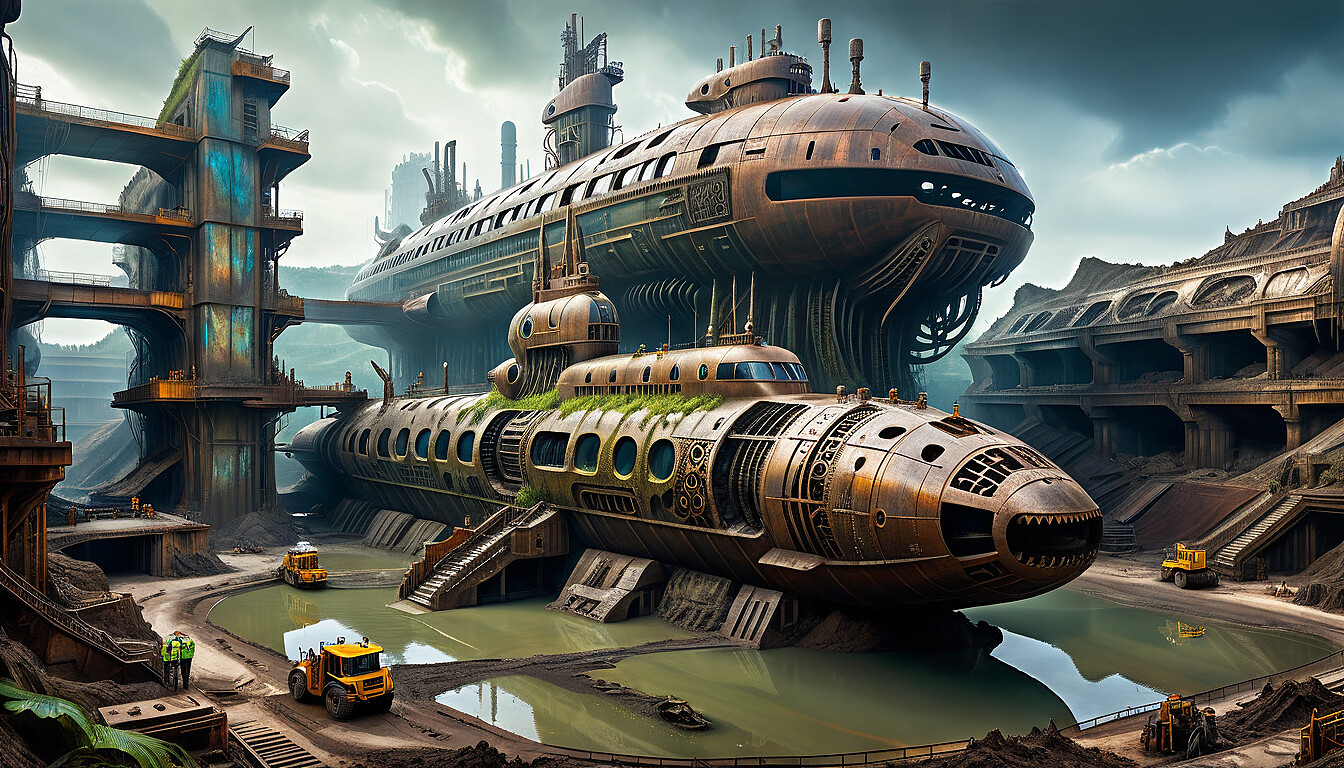 ArtStation - Alien submarine excavation